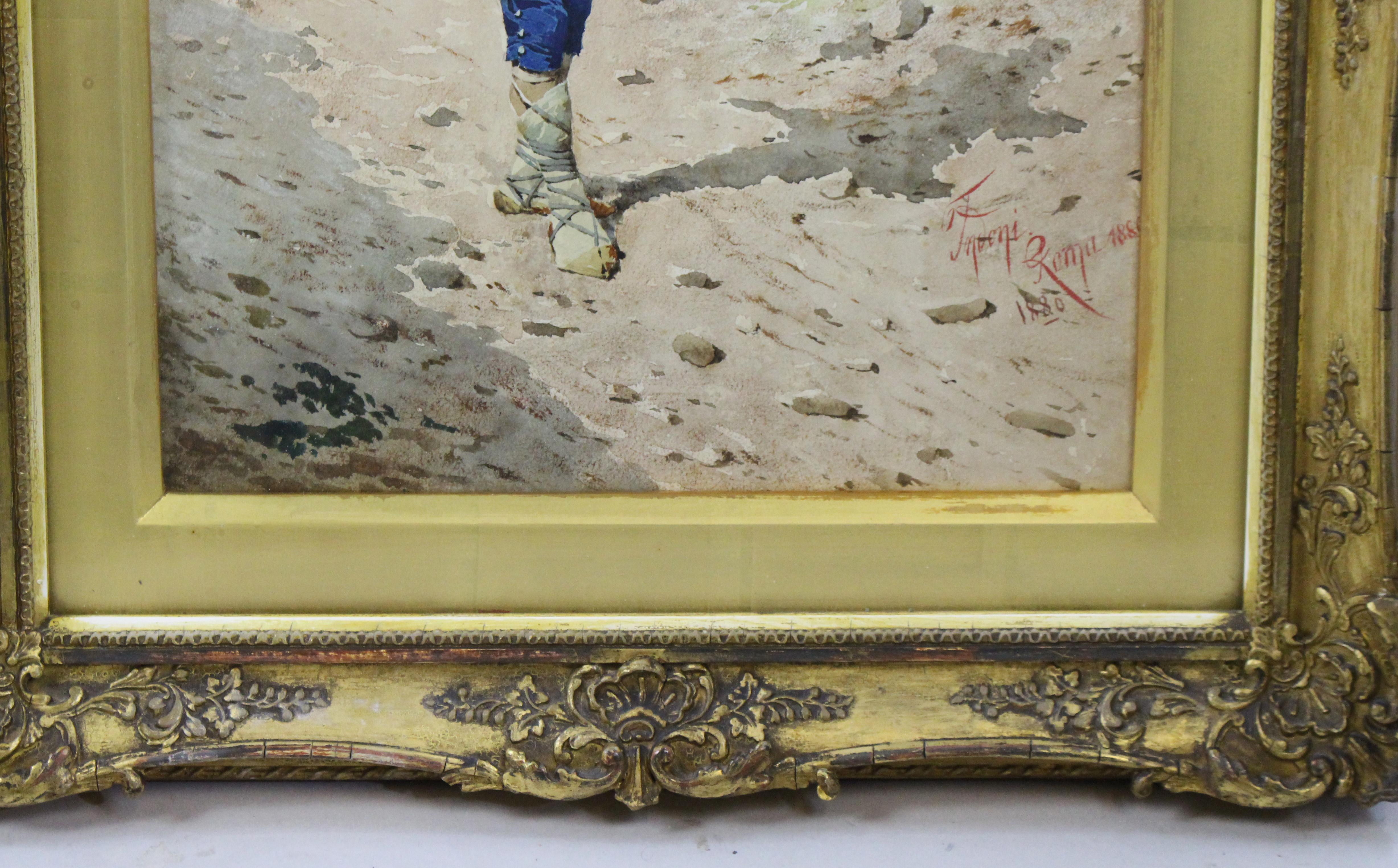 Pair of 19th Century Italian Watercolours by Filippo Indoni, Signed & Dated 1880 For Sale 16