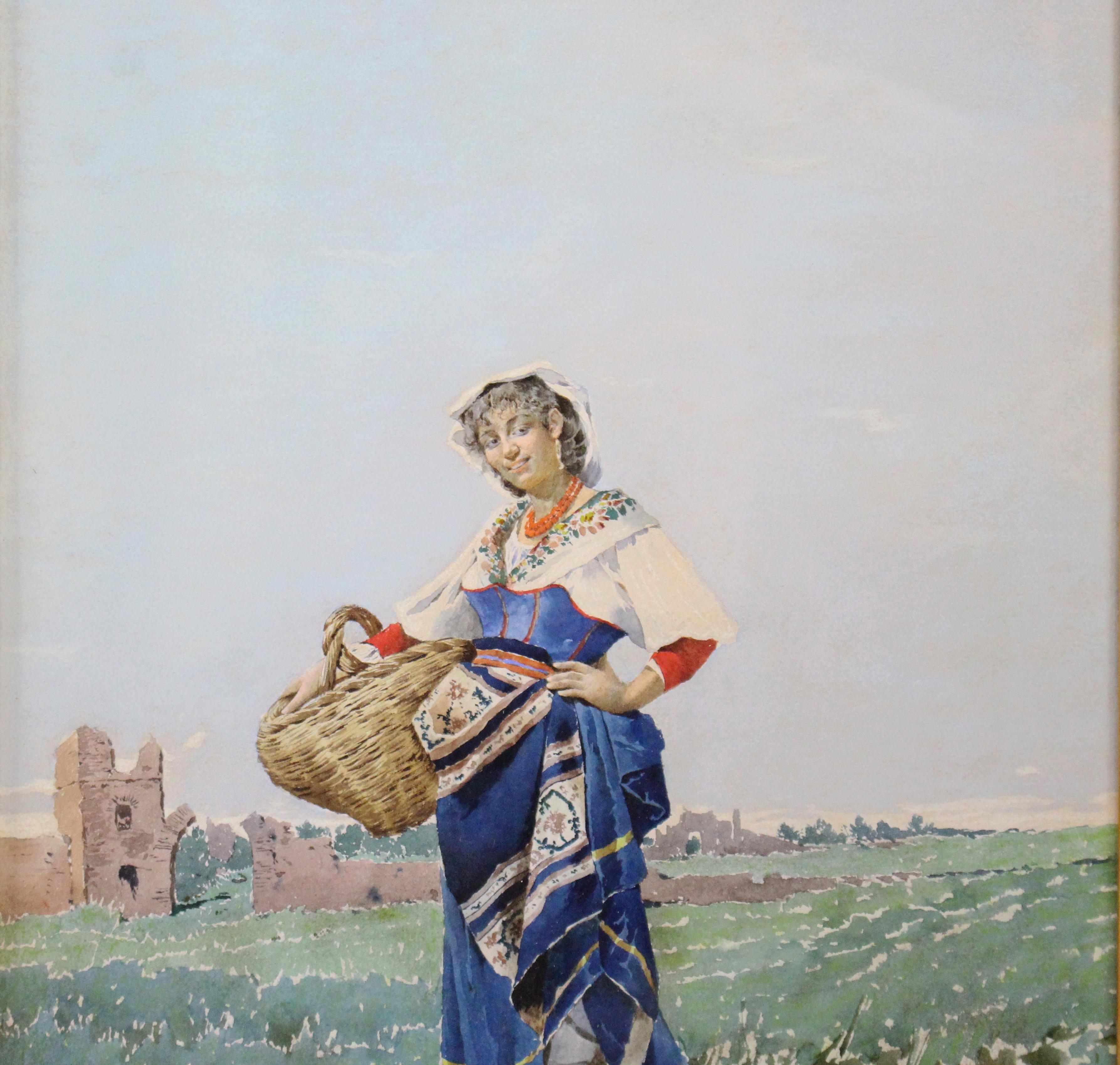 Paint Pair of 19th Century Italian Watercolours by Filippo Indoni, Signed & Dated 1880 For Sale
