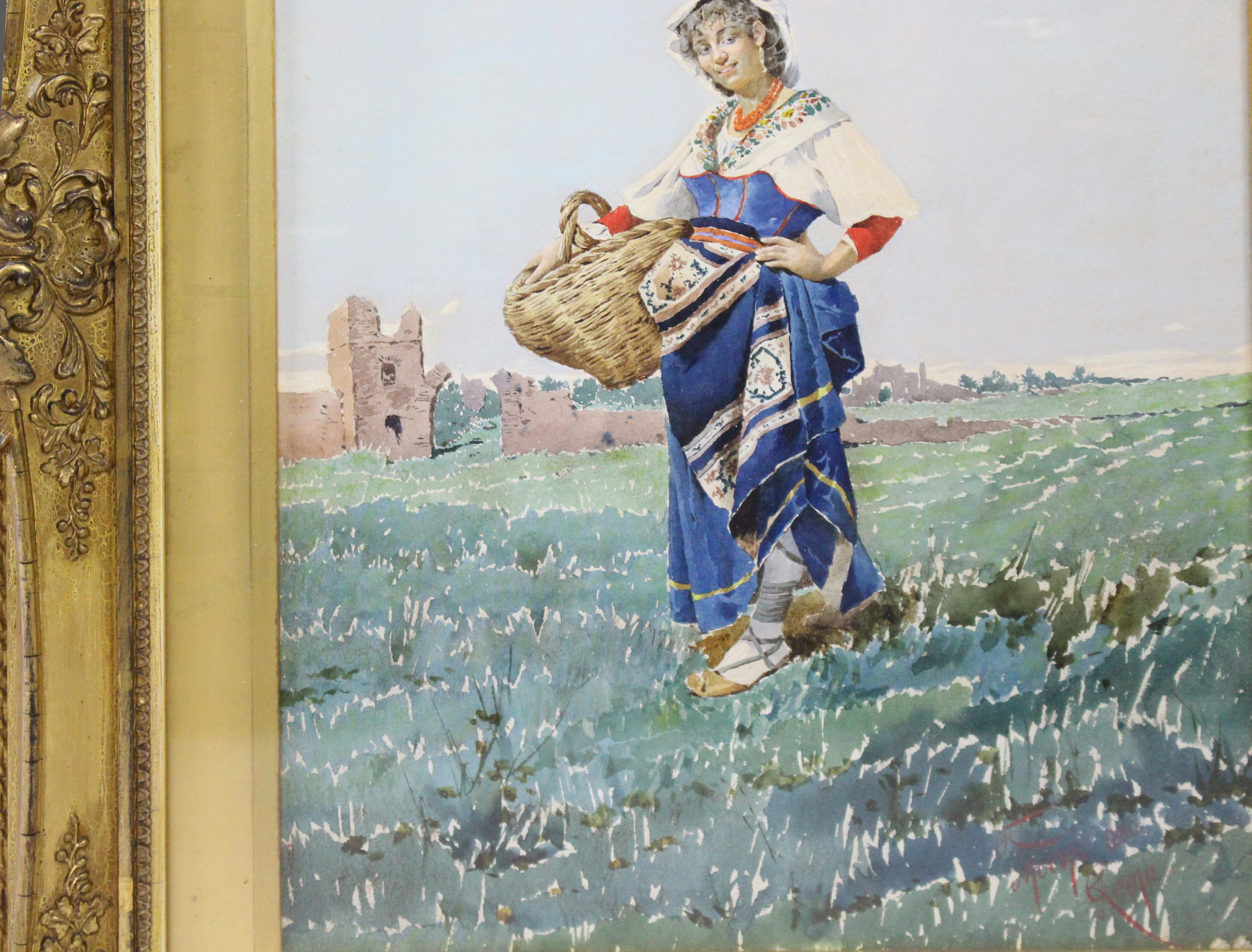 Pair of 19th Century Italian Watercolours by Filippo Indoni, Signed & Dated 1880 For Sale 2