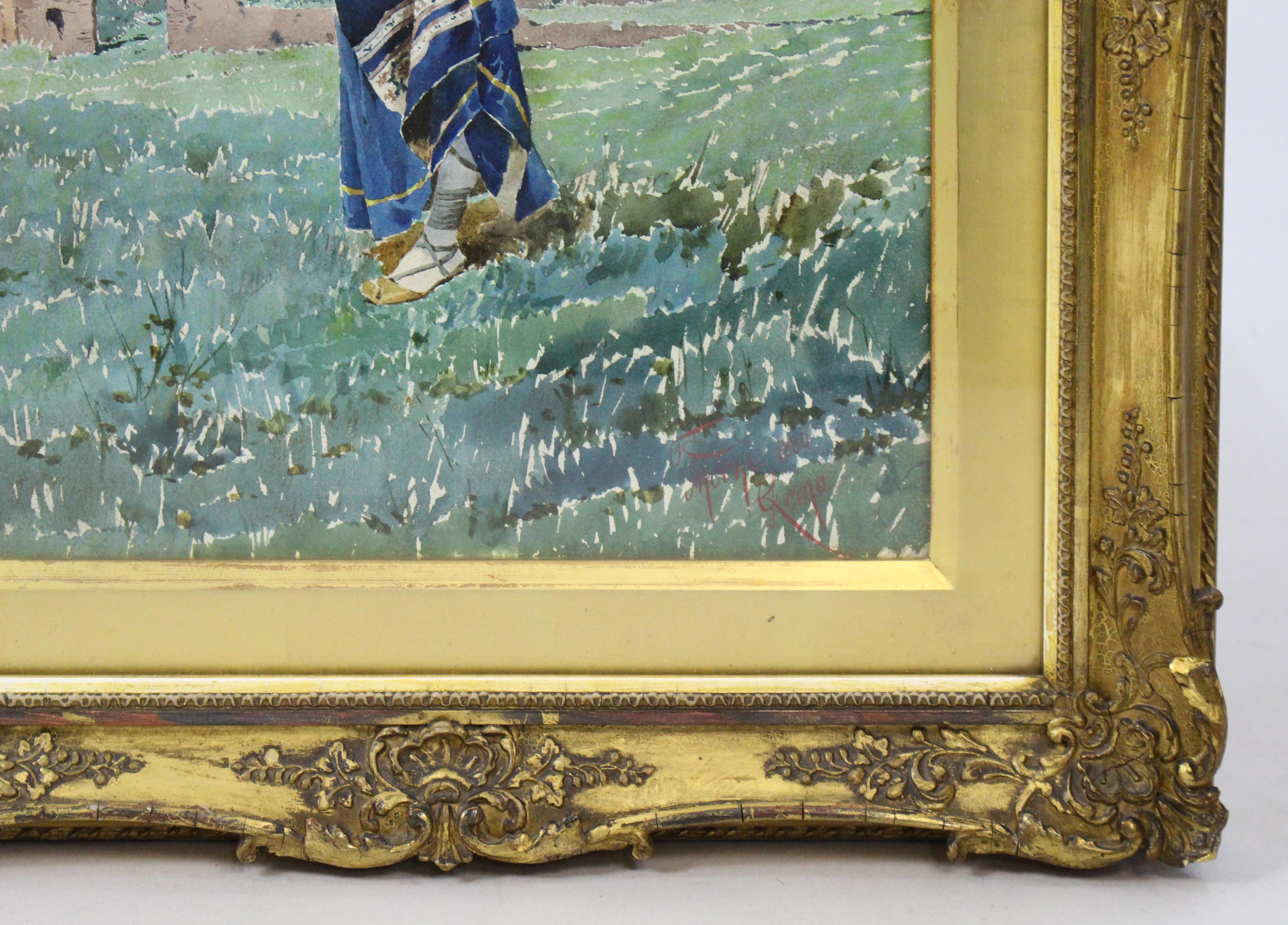 Pair of 19th Century Italian Watercolours by Filippo Indoni, Signed & Dated 1880 For Sale 5