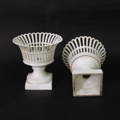 Pair of 19th Century Italian White Porcelain Fruit Baskets or Bowls