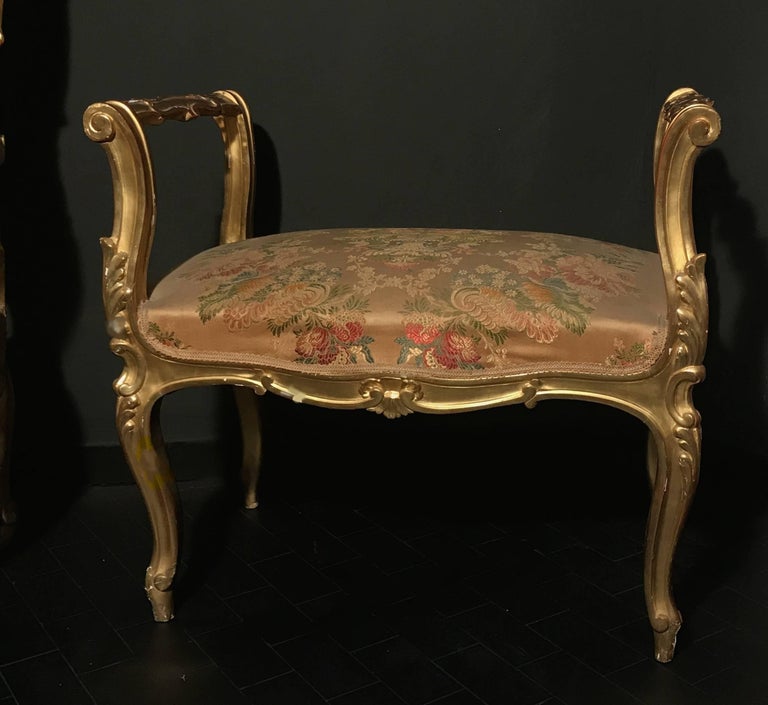 Pair Of 19th Century Italian Window Benches Or Settees For Sale At