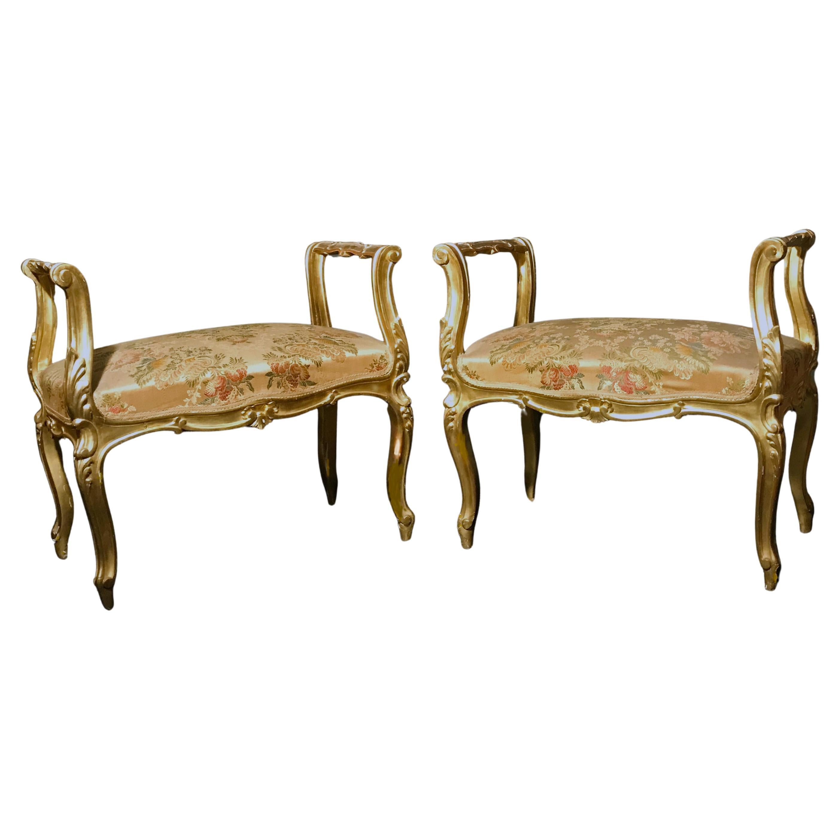 Pair of 19th Century Italian Window Benches or Settees For Sale