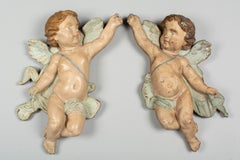 Pair of 19th Century Italian Winged Putti Wall Sculptures