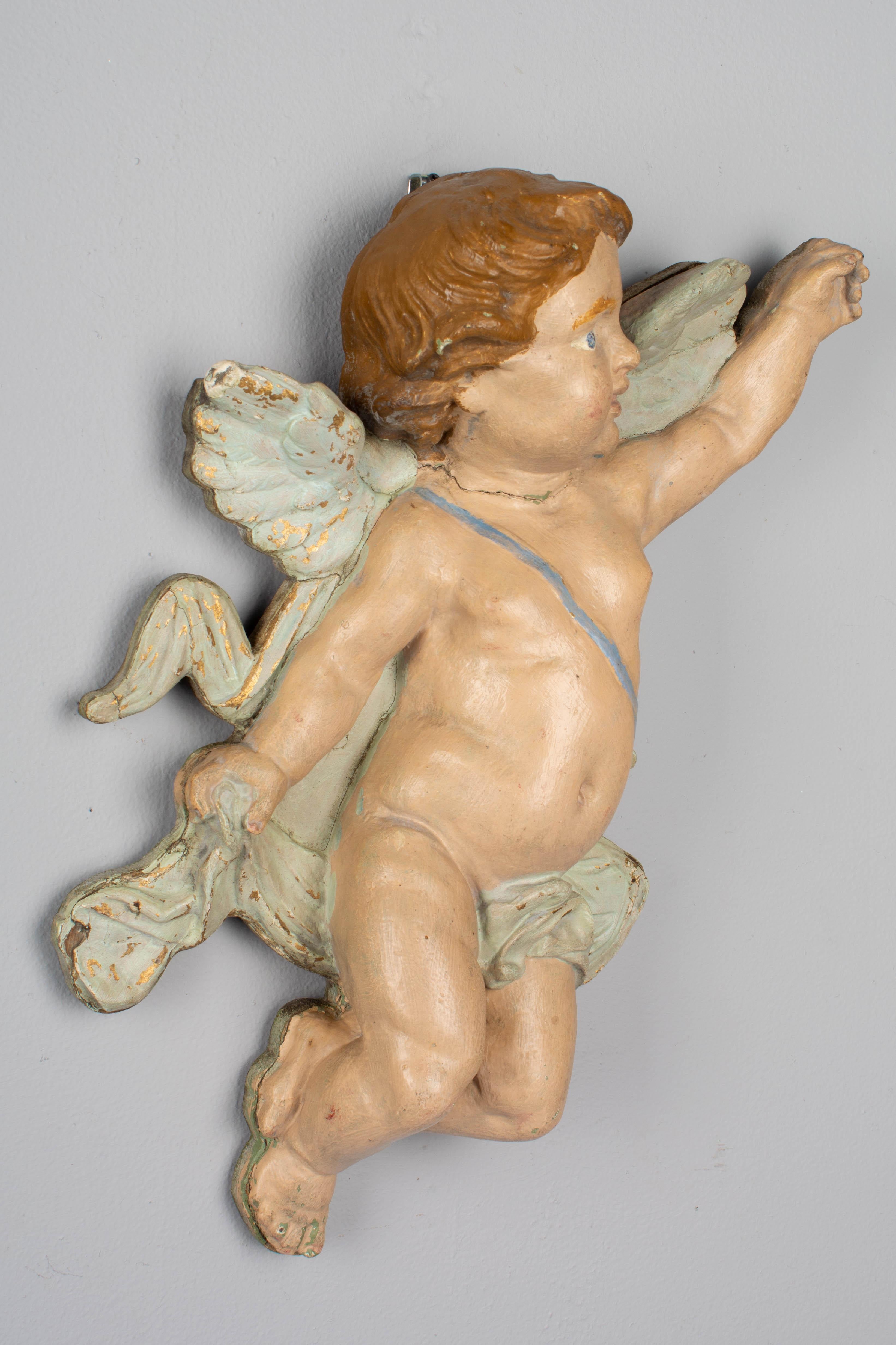 Pair of 19th Century Italian Winged Putti Wall Sculptures 1