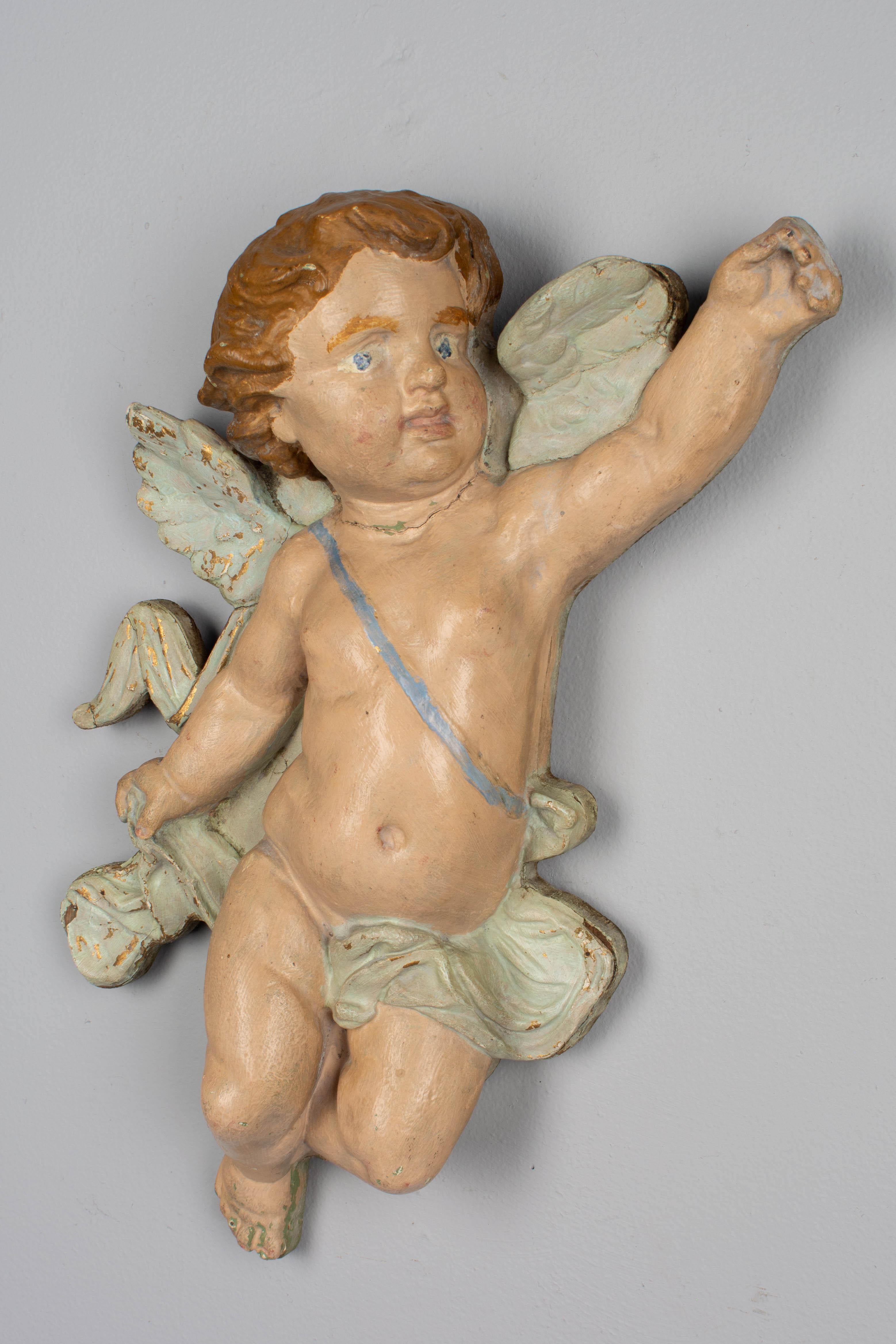 Pair of 19th Century Italian Winged Putti Wall Sculptures 2