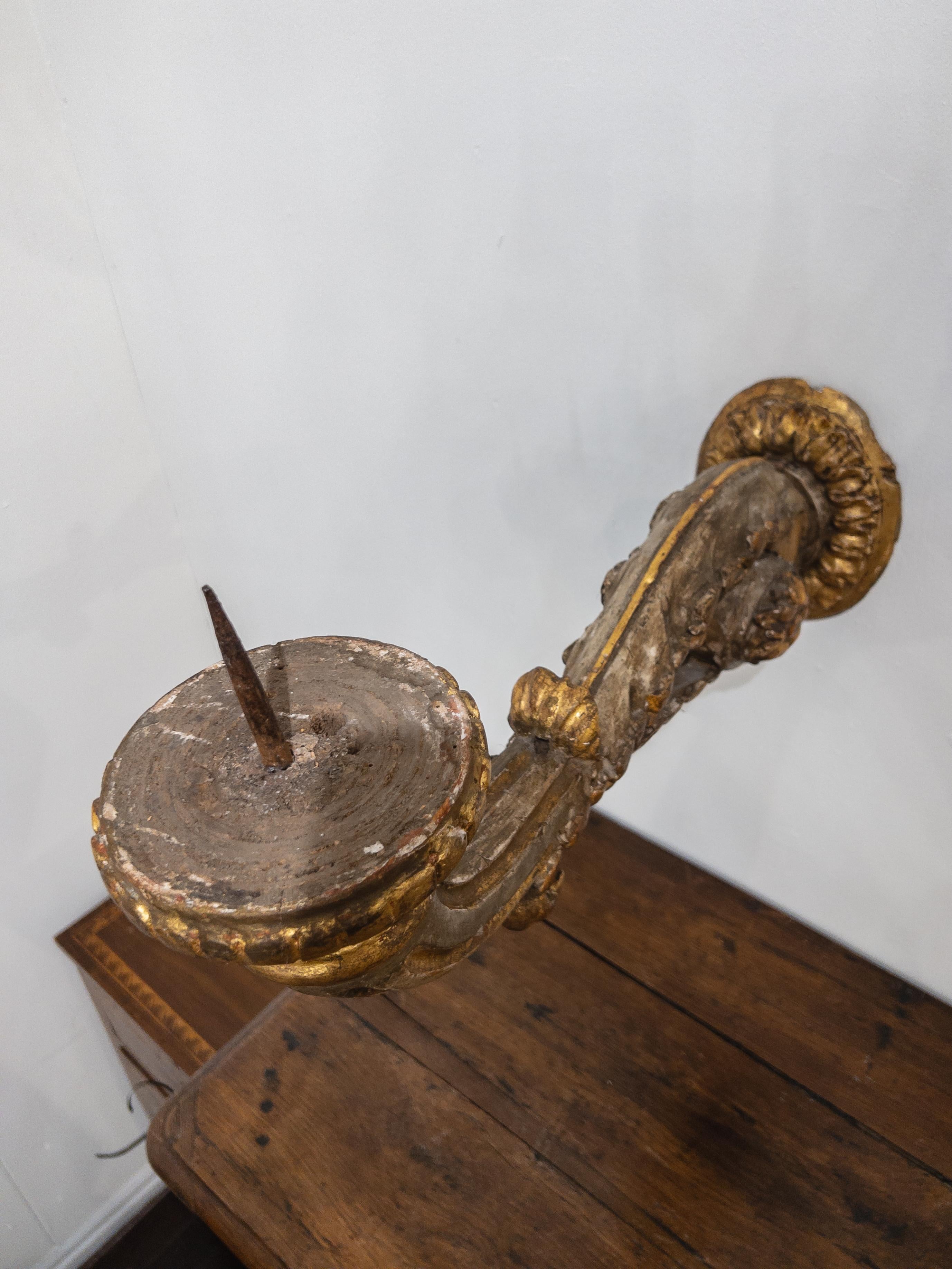 Pair of 19th Century Italian Wood Carved Sconces 1
