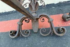 Pair of 19th Century Italian Wrought Iron Floral Andirons With Scroll Legs