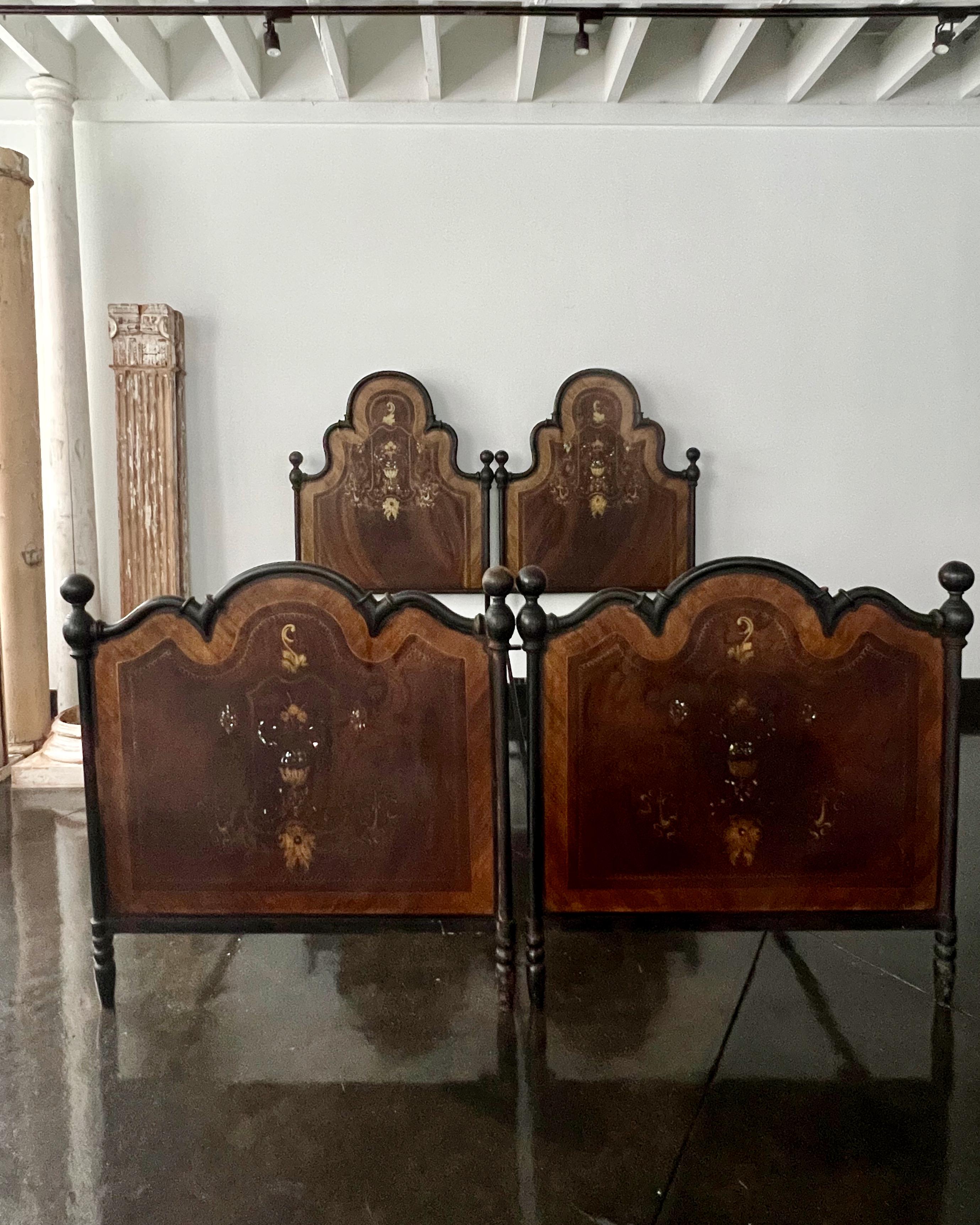Pair of 19th Century Italian Wrought Iron / Tole Beds In Good Condition In Charleston, SC
