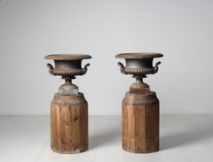 Pair of Antique Swedish Decorative "J. & C.G. Bolinder" Cast Iron Urns