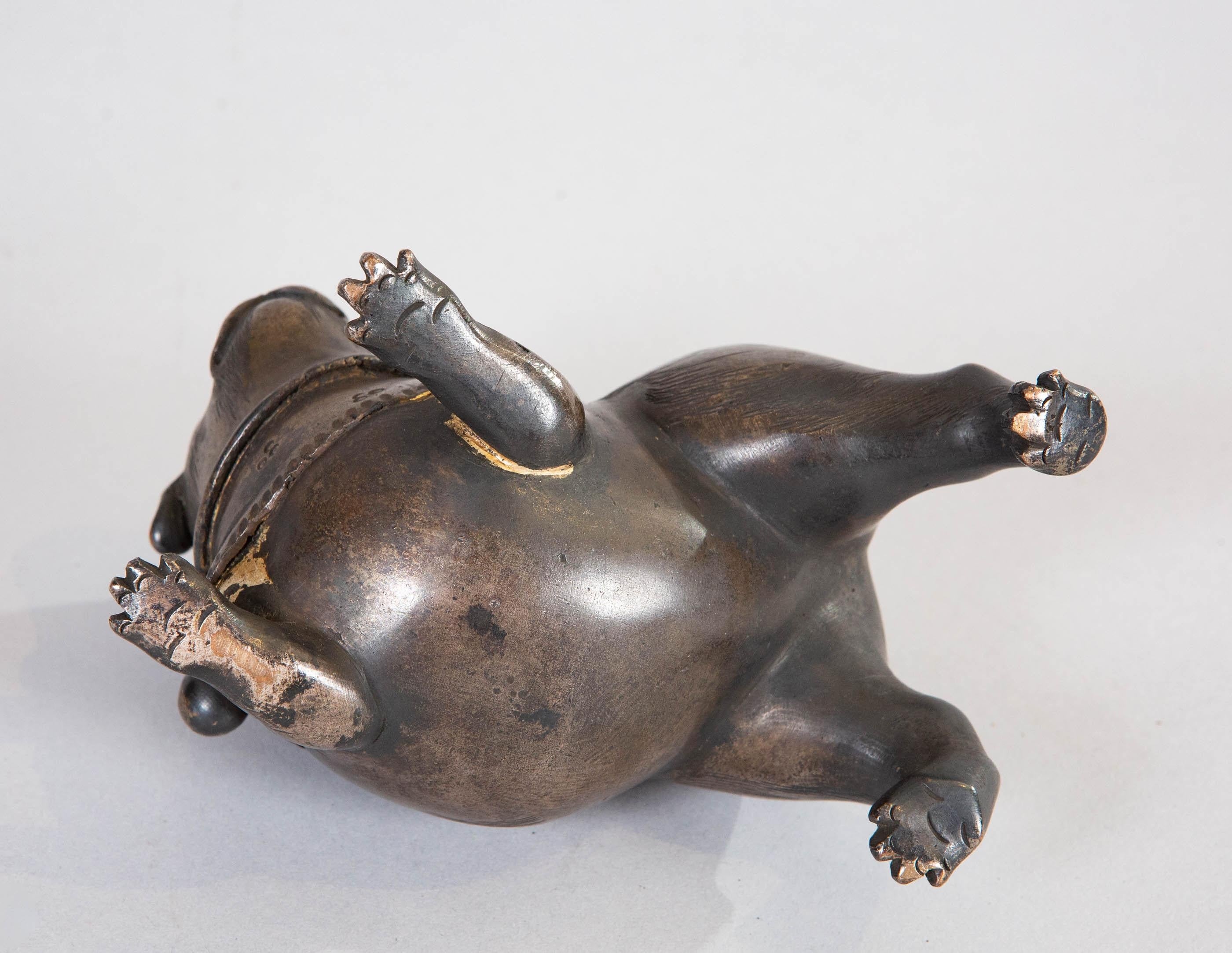 Pair of 19th Century Japanese Bronze Playful Puppies For Sale 6