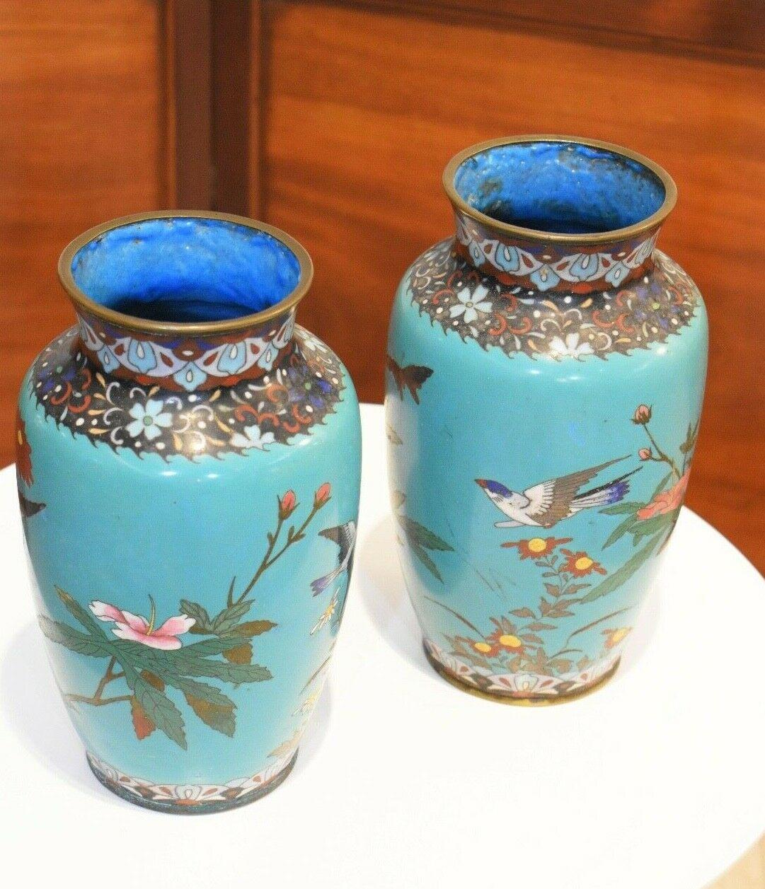 Victorian Pair of 19th Century Japanese Cloisonné Vases