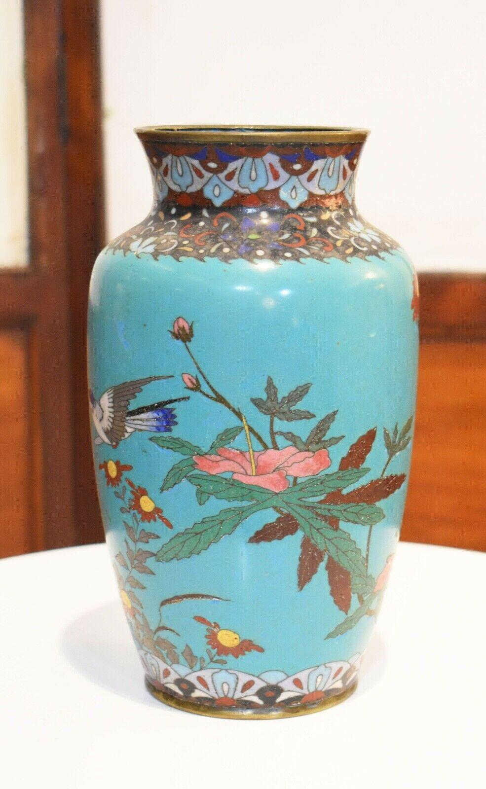 Cloissoné Pair of 19th Century Japanese Cloisonné Vases