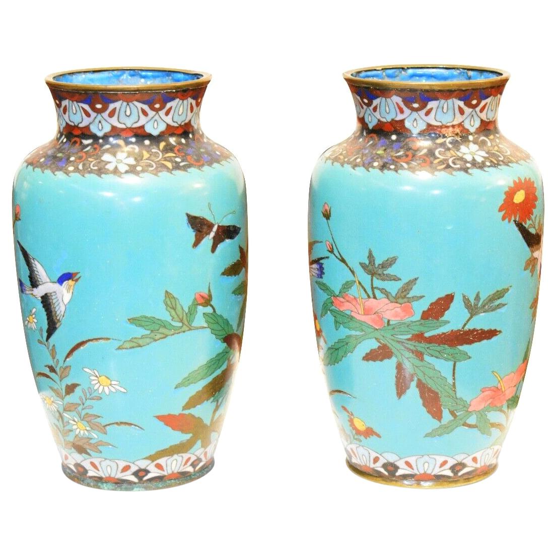 Pair of 19th Century Japanese Cloisonné Vases