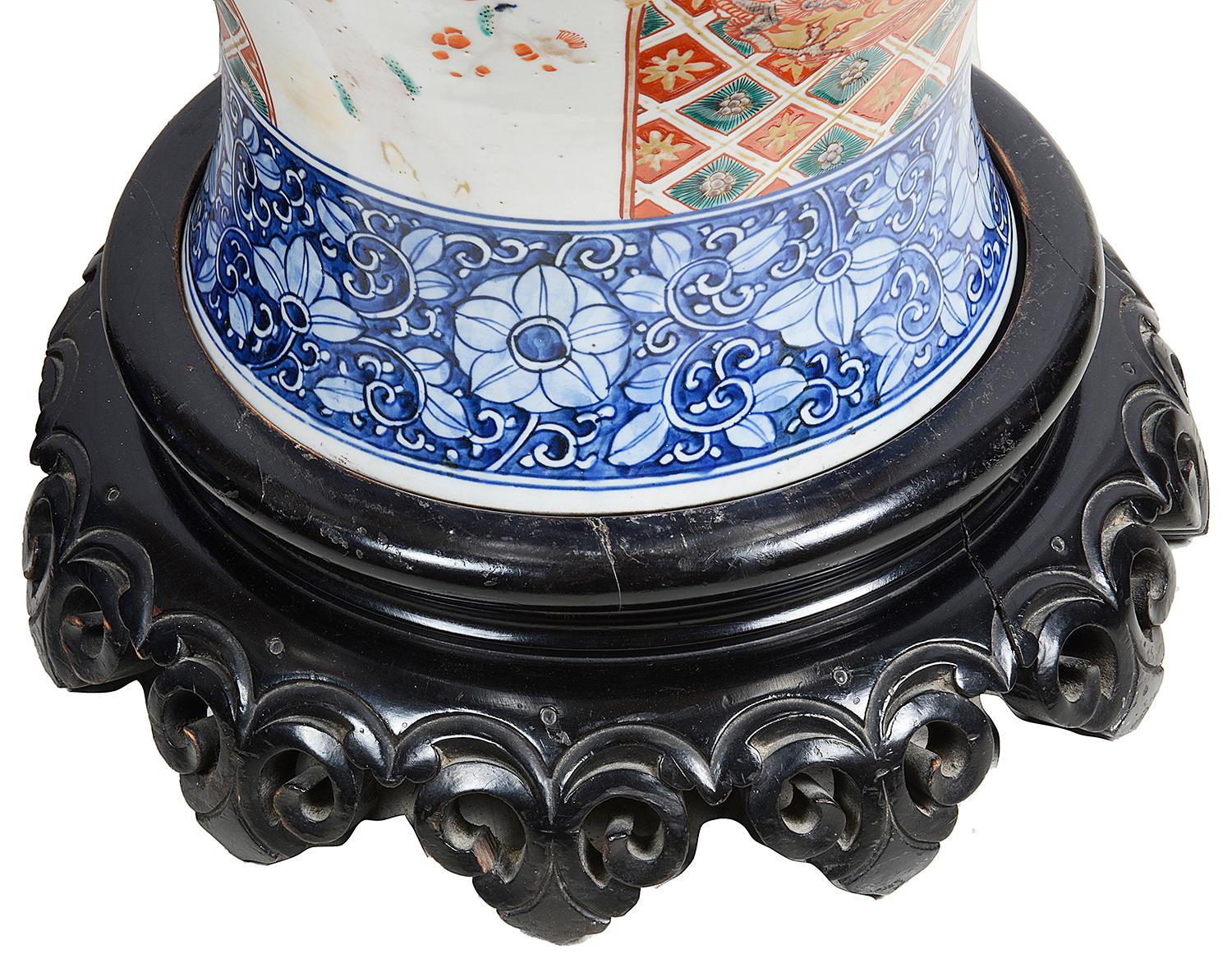 Porcelain Pair of 19th Century Japanese Imari Vases