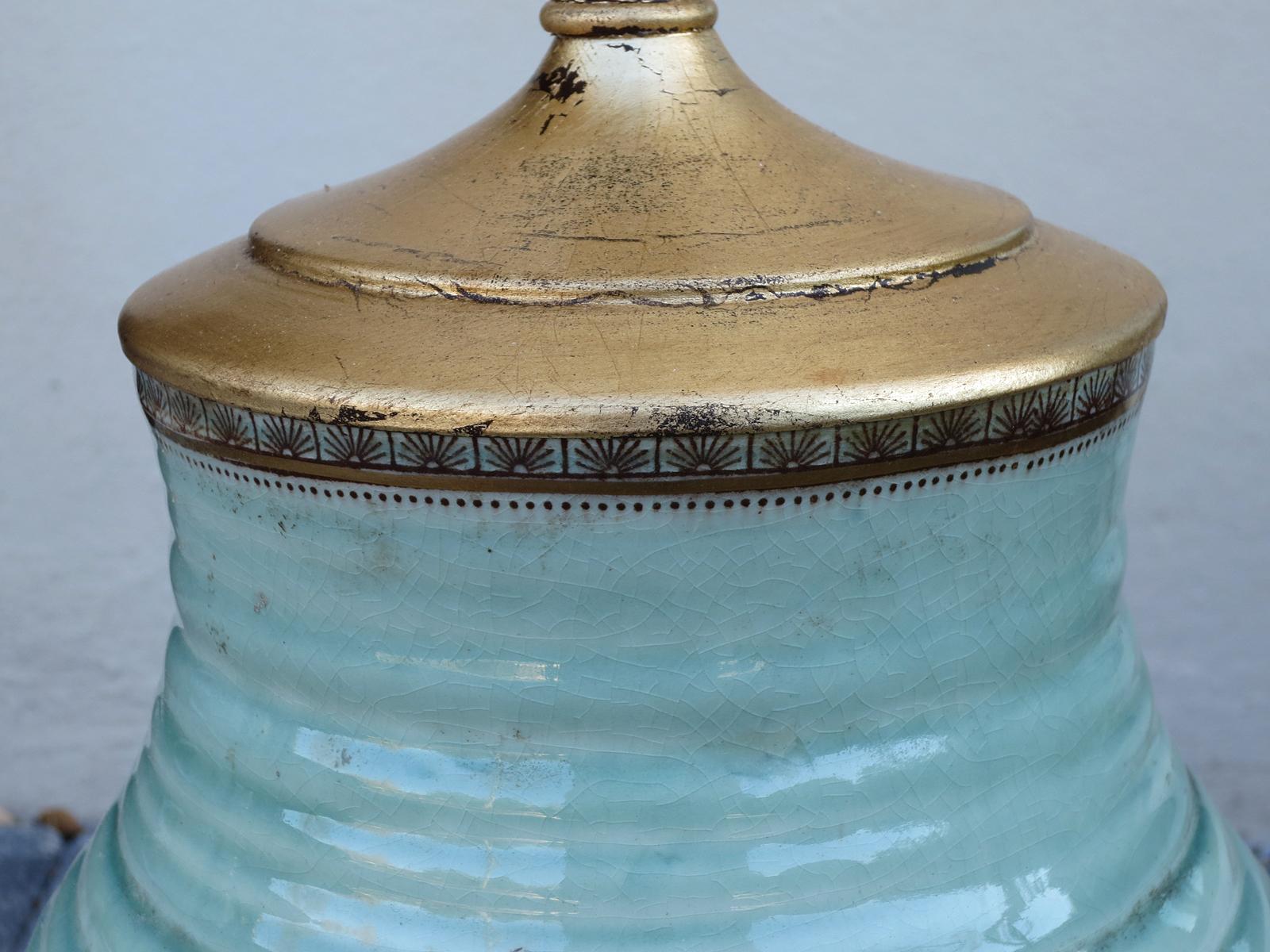 Pair of 19th Century Japanese Kutani Pottery Lamps on Custom Gilt Bases 1