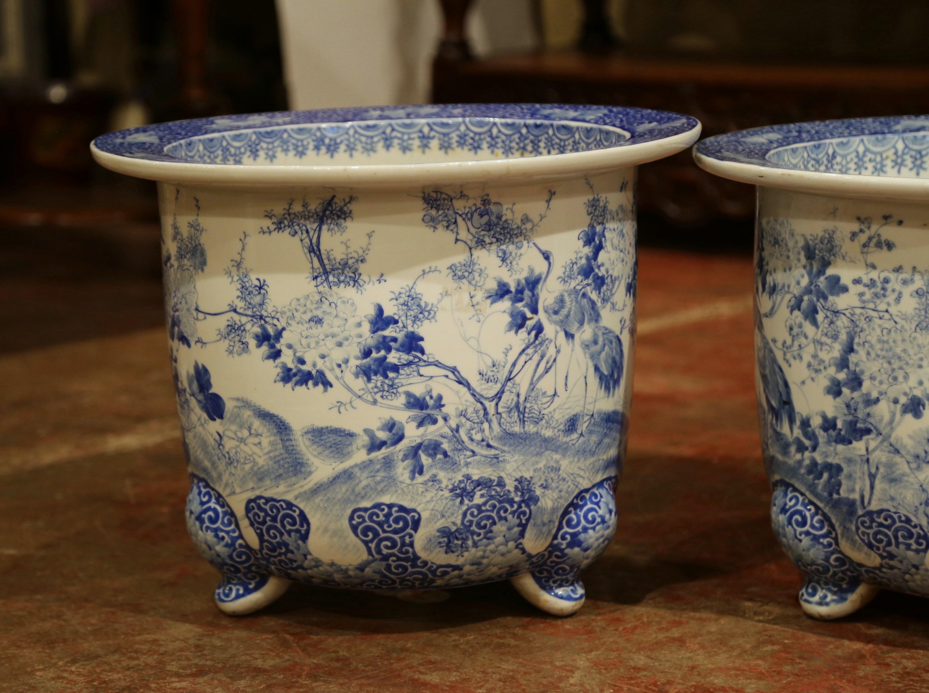 blue and white pots