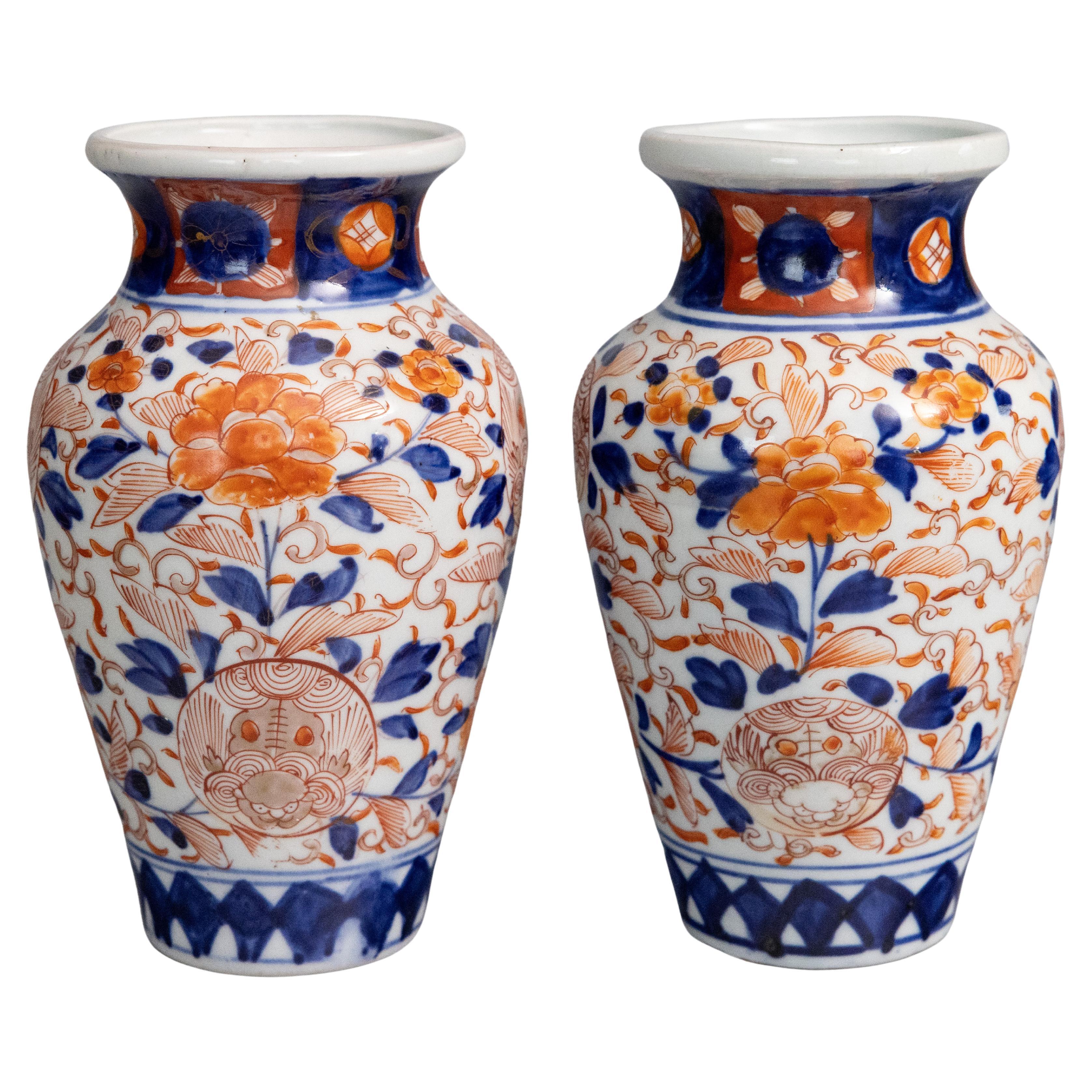 Pair of 19th Century Japanese Meiji Period Imari Porcelain Vases For Sale