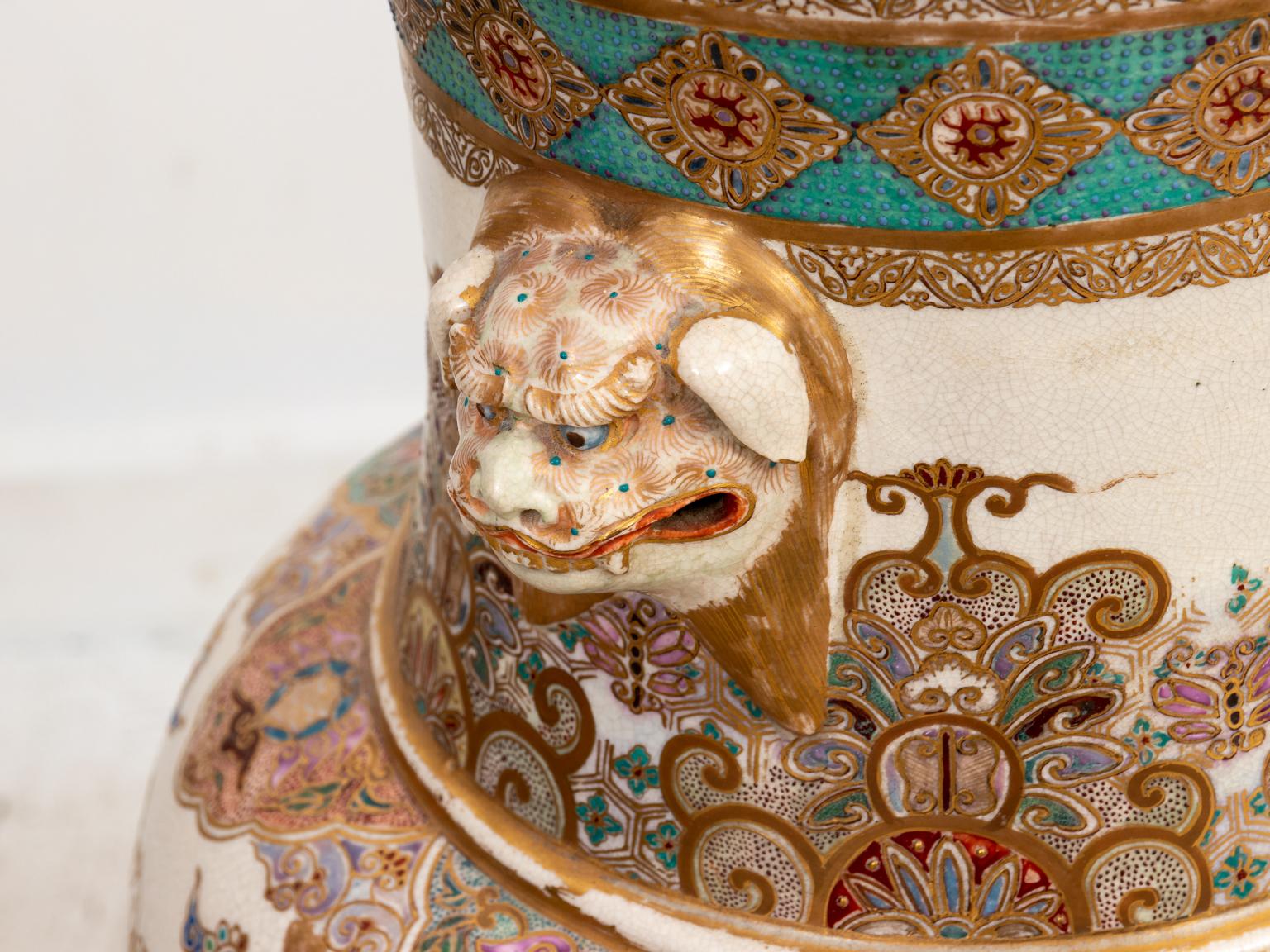 Pair of 19th Century Japanese Painted Satsuma Lamps 6