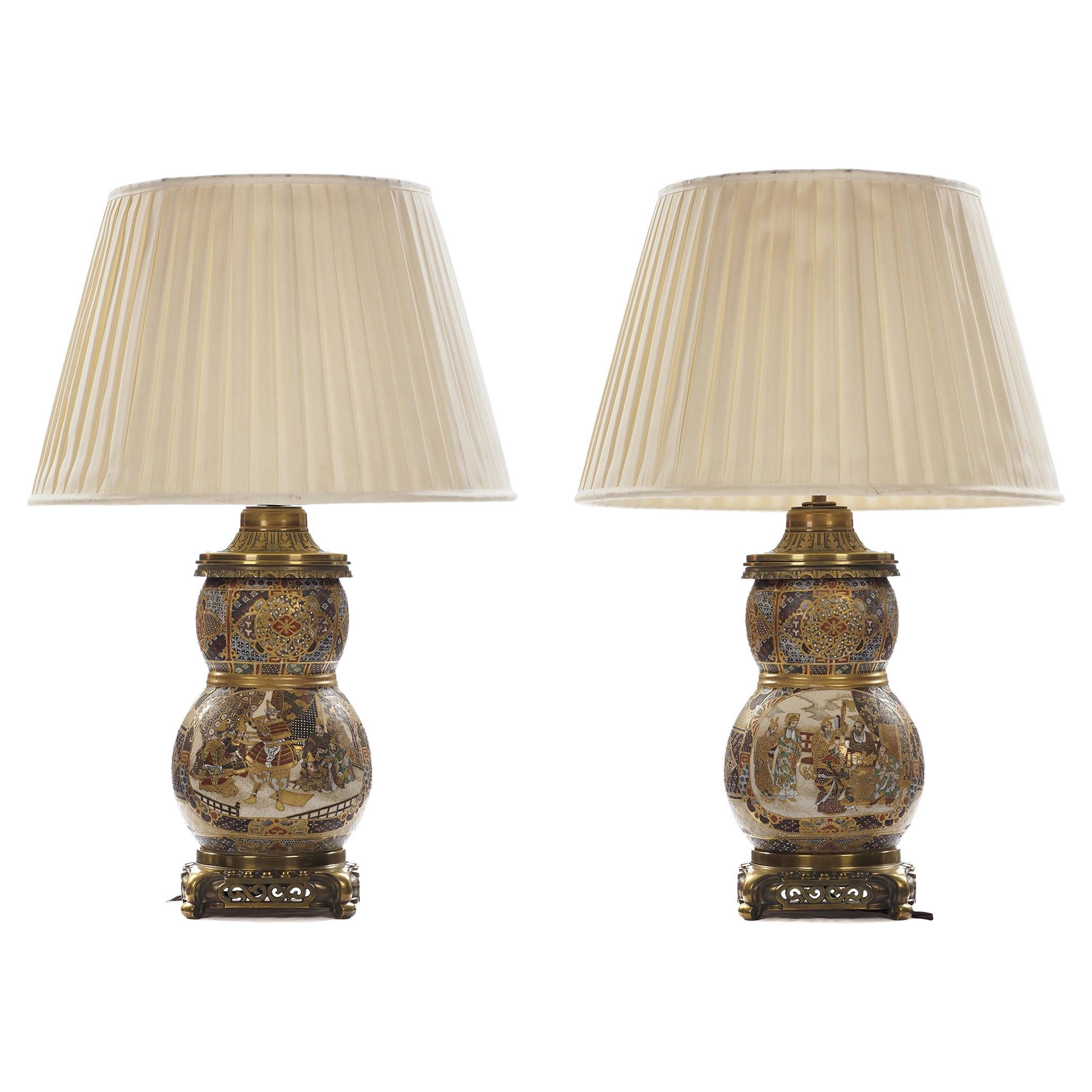 Pair of 19th Century Japanese Porcelain Lamps on French Gilded Bases