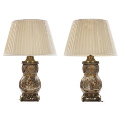 Pair of 19th Century Japanese Porcelain Lamps on French Gilded Bases