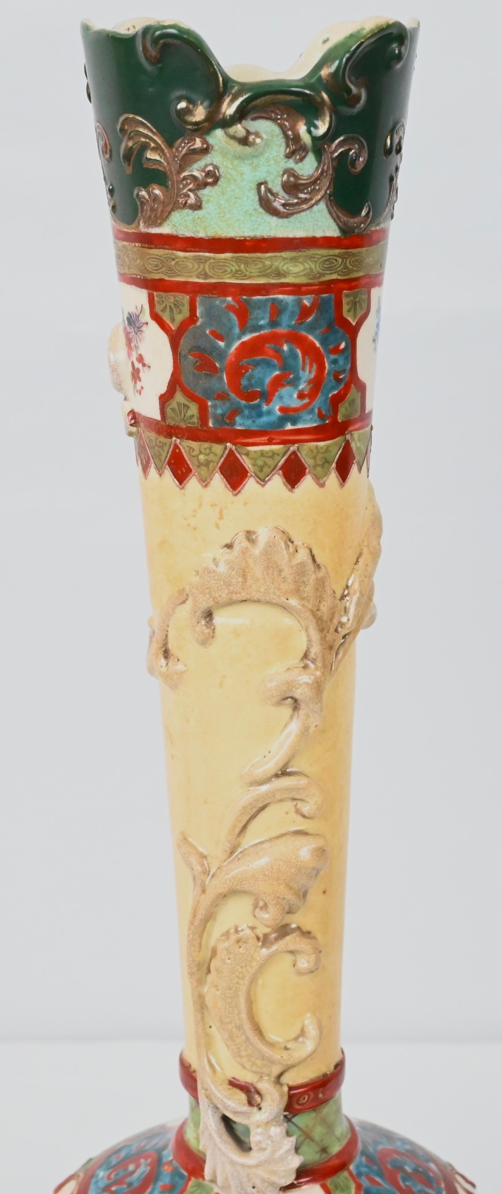 Gilt Pair of Japanese Porcelain Vases, Art Nouveau Style  For Sale