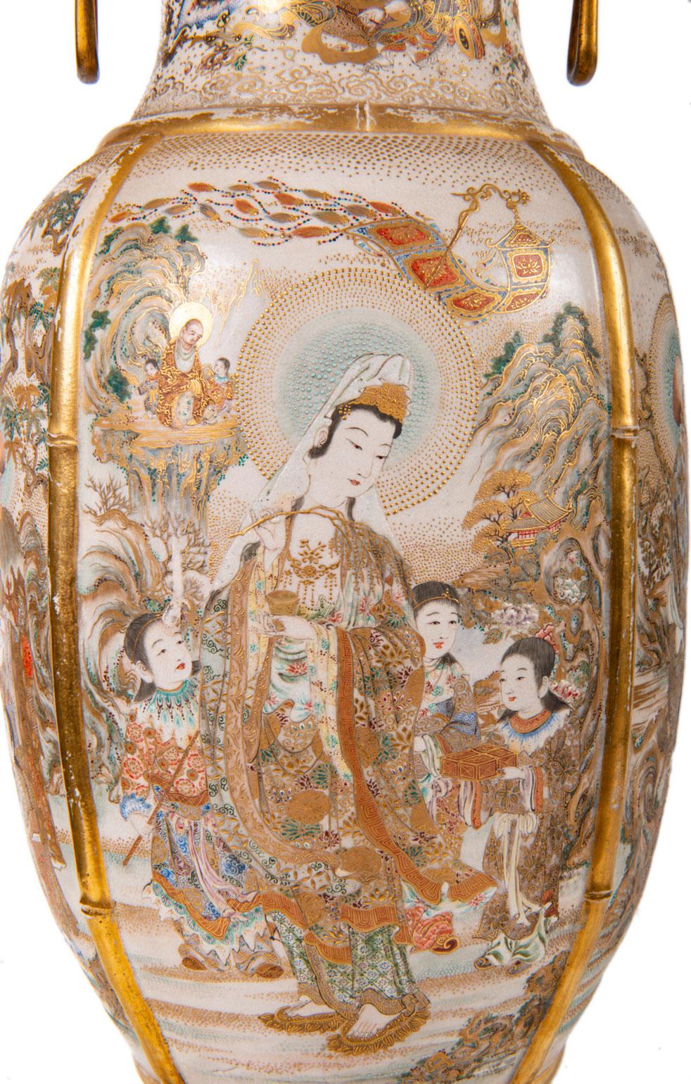 Pair of 19th Century Japanese Satsuma Vases / Candelabra 5