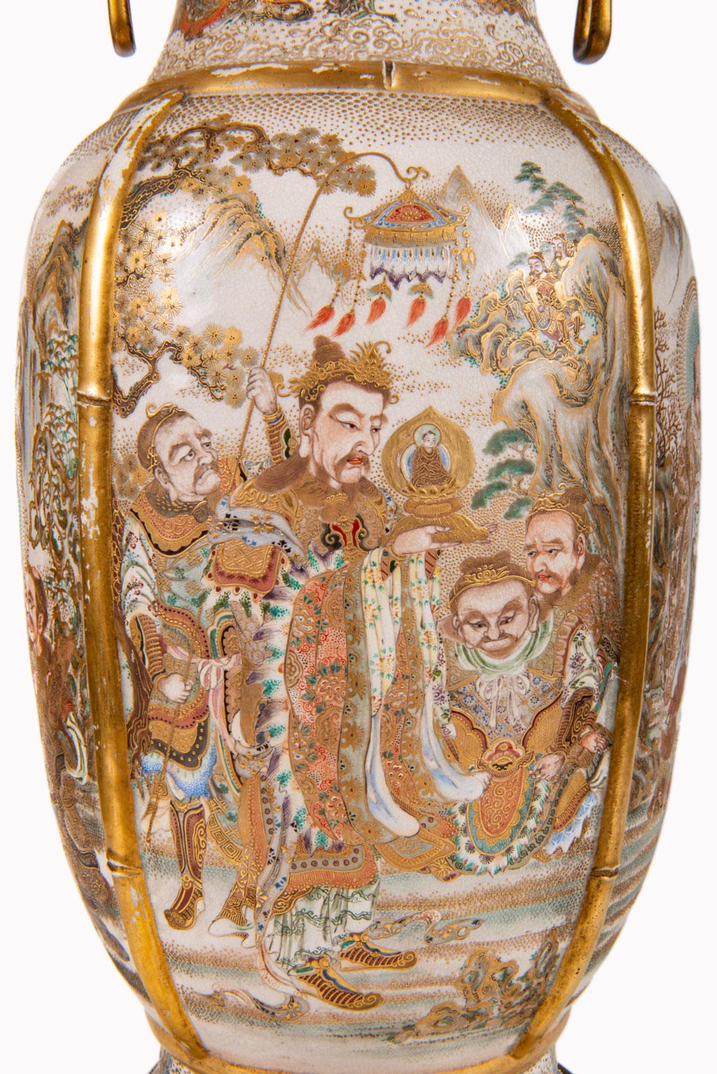 Pair of 19th Century Japanese Satsuma Vases / Candelabra 9