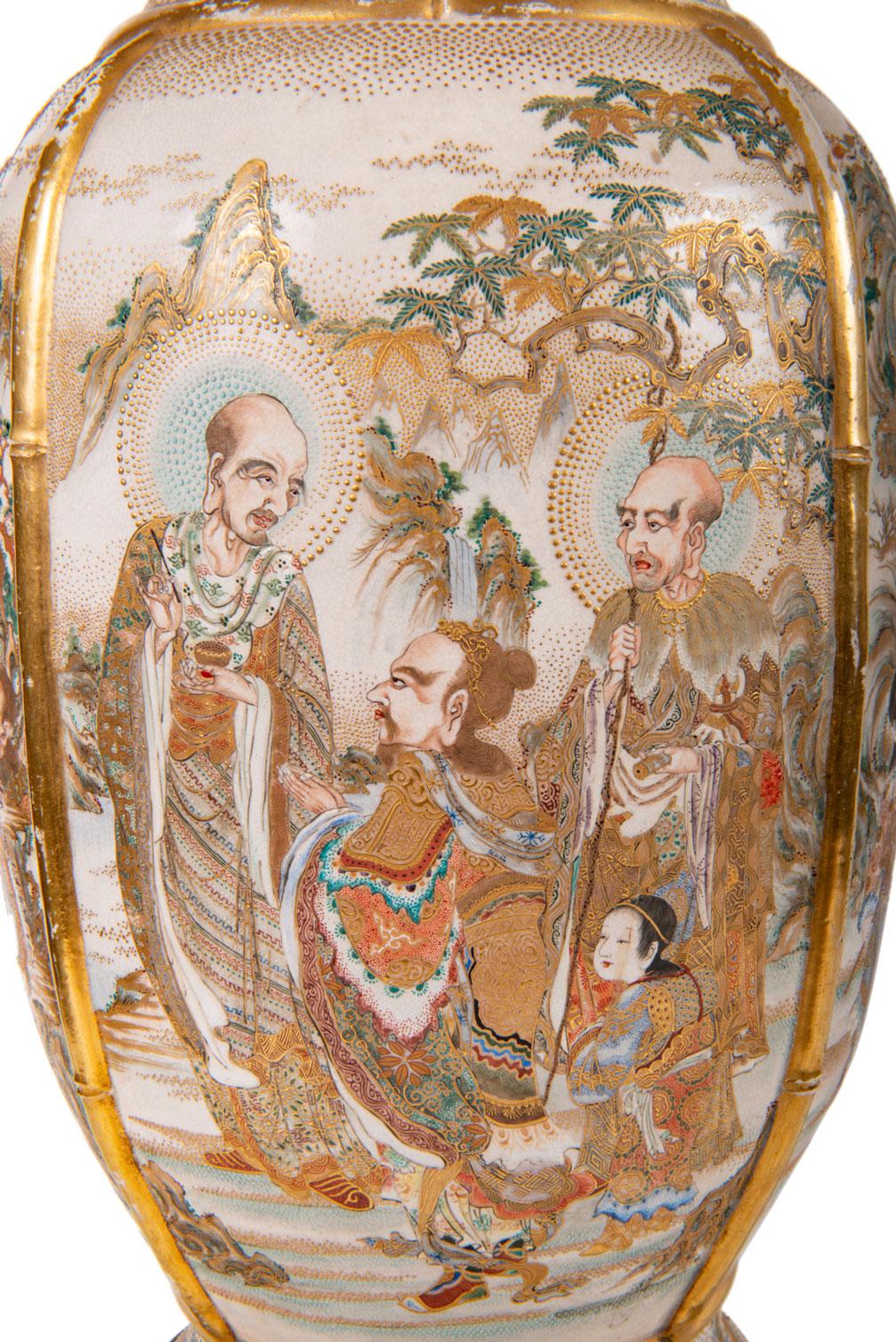 Pair of 19th Century Japanese Satsuma Vases / Candelabra 11