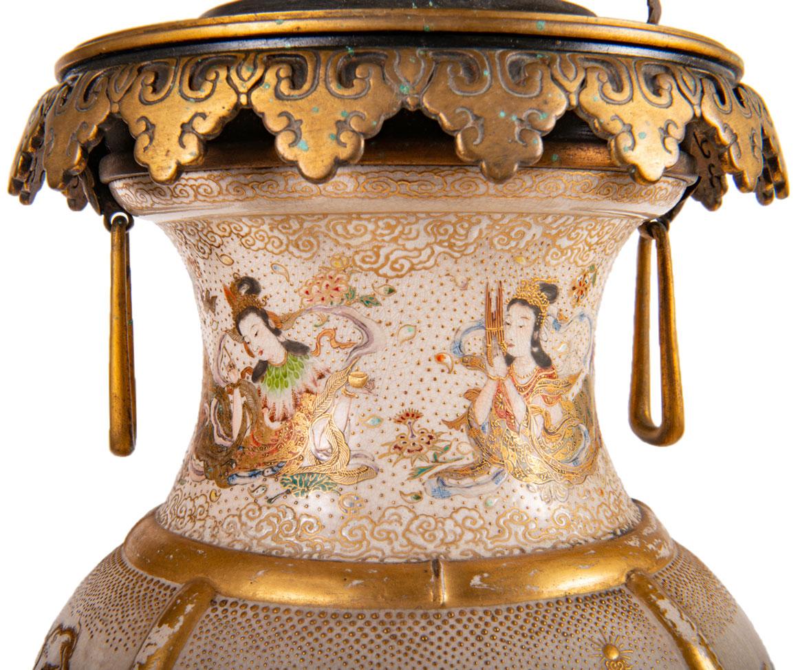 Pair of 19th Century Japanese Satsuma Vases / Candelabra 3