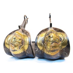 Pair of Japanese Abumi Samurai Stirrups with Dragons, c. 1800