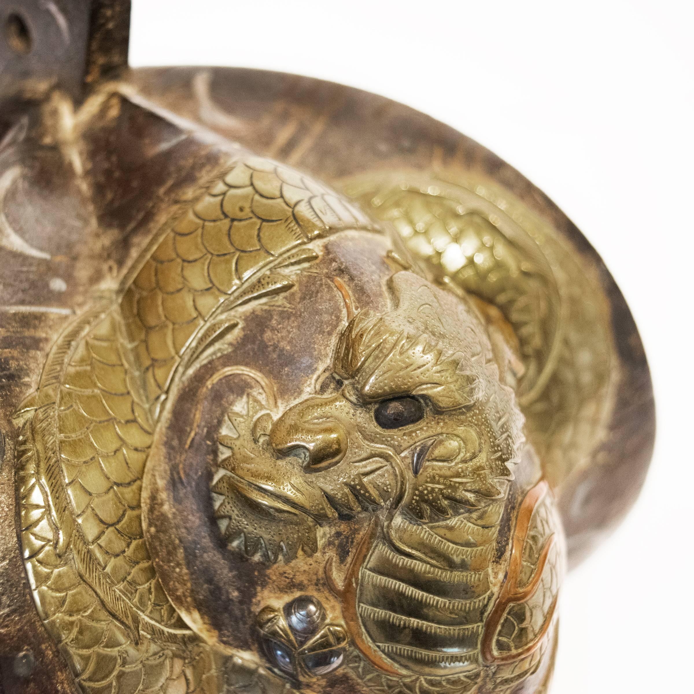 19th Century Pair of Japanese Abumi Samurai Stirrups with Dragons, c. 1800 For Sale