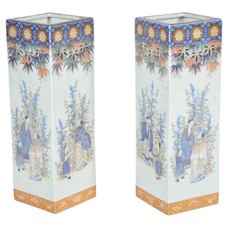 Paar japanische Vasen oder Lampen des 19. Jahrhunderts