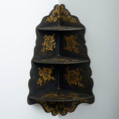 Pair of 19th Century Japanned Corner Hanging Shelves