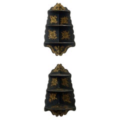 Used Pair of 19th Century Japanned Corner Hanging Shelves