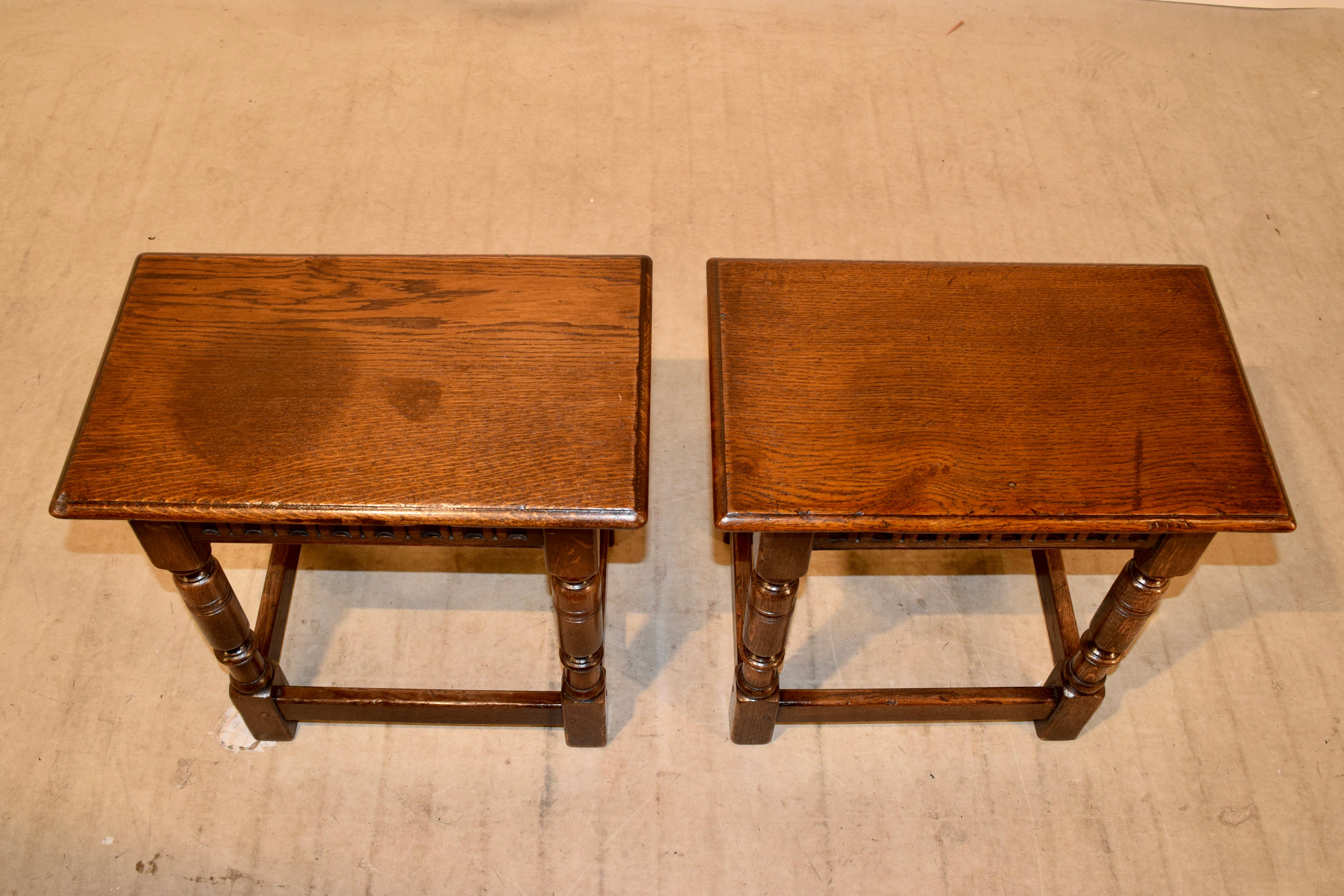 Oak Pair of 19th Century Joint Stools from England