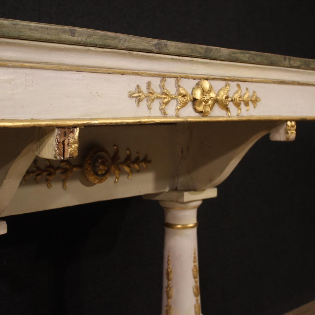 Pair of 19th Century Lacquered Wood Italian Empire Style Console Tables, 1870 For Sale 4