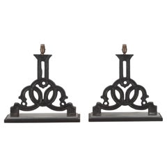 Paar Lampen aus dem 19. Jahrhundert, umgewandelt aus Metallfragmenten