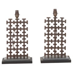 Paar Lampen aus dem 19. Jahrhundert, umgewandelt aus Metallfragmenten