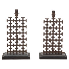 Pair of 19th Century Lamps Converted from Metal Fragments