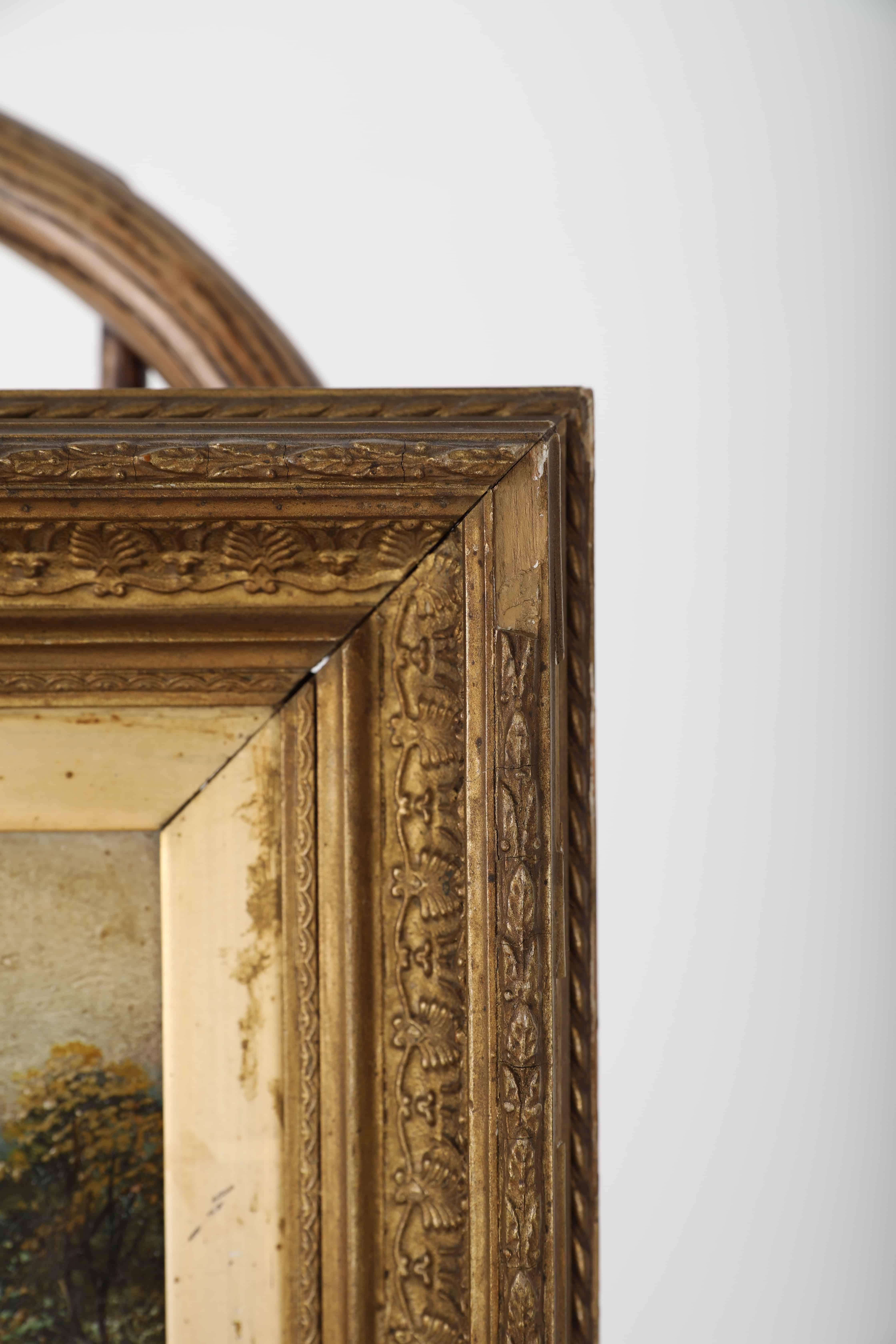 Hand-Painted Pair of 19th Century Landscape Oil Paintings in Original Gilt Frames. c.1890