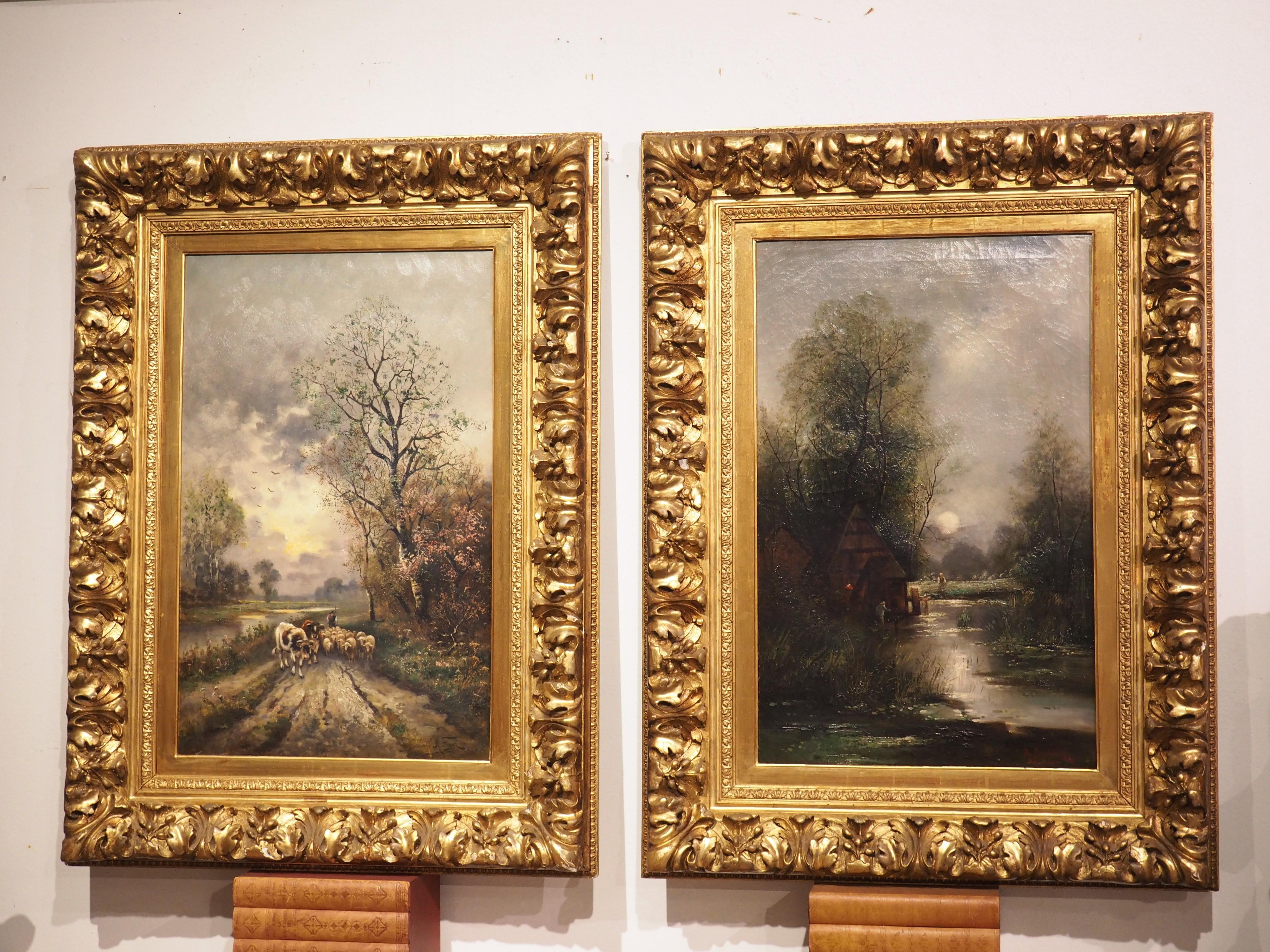 Pair of 19th Century Landscape Oil Paintings in Rich Giltwood Frames 4
