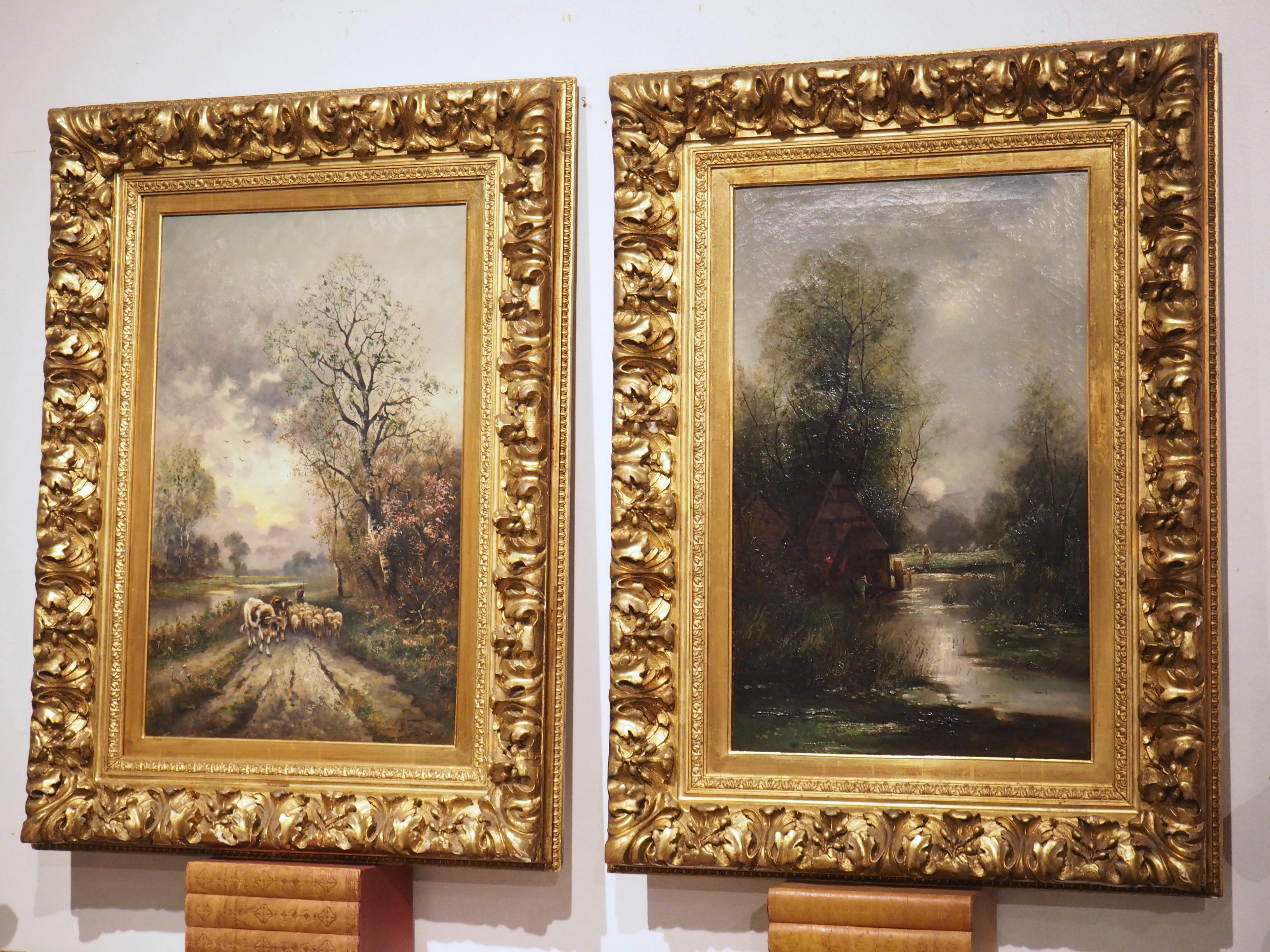 Pair of 19th Century Landscape Oil Paintings in Rich Giltwood Frames 12