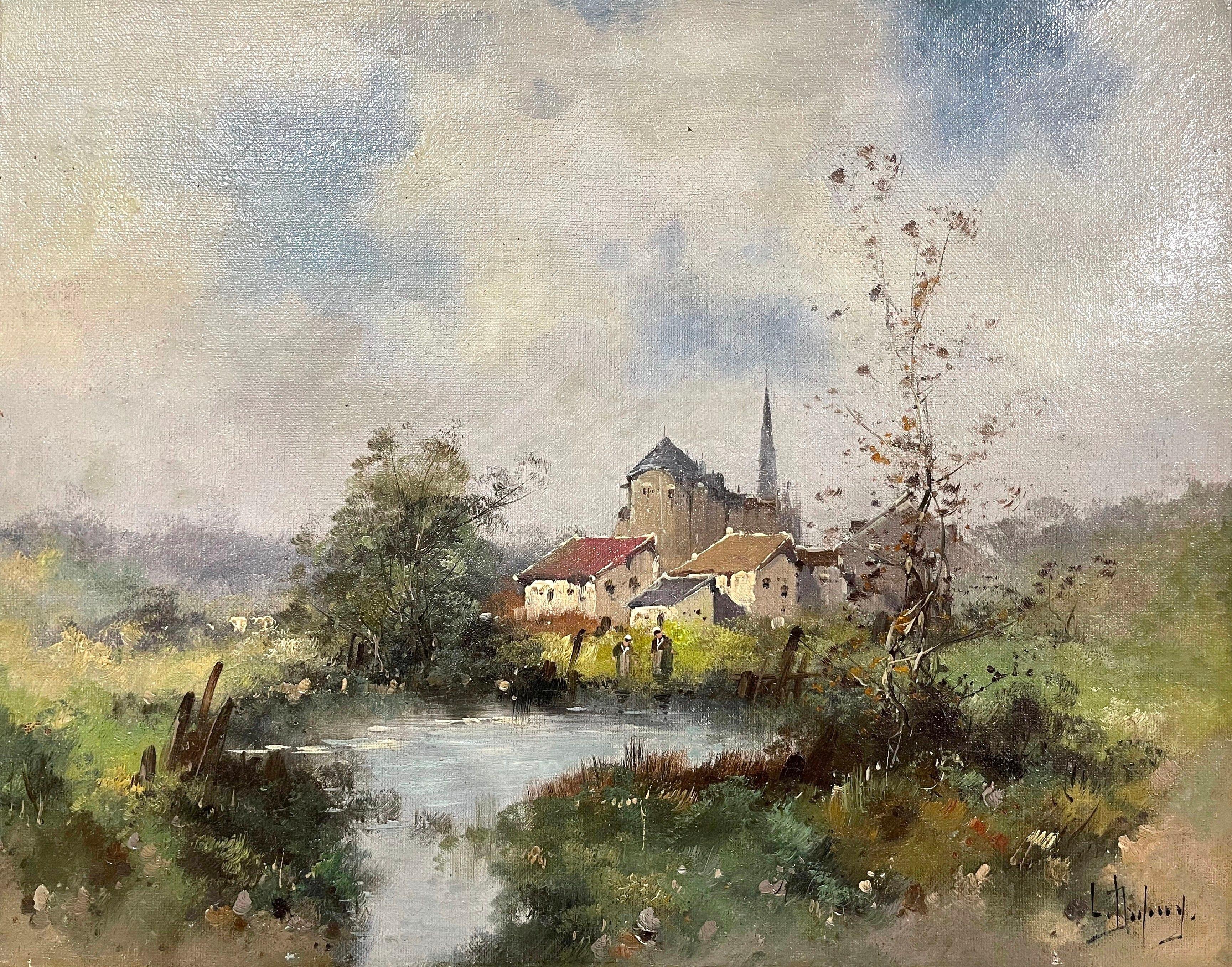 French Pair of 19th Century Landscapes Paintings Signed L. Dupuy for E. Galien-Laloue For Sale