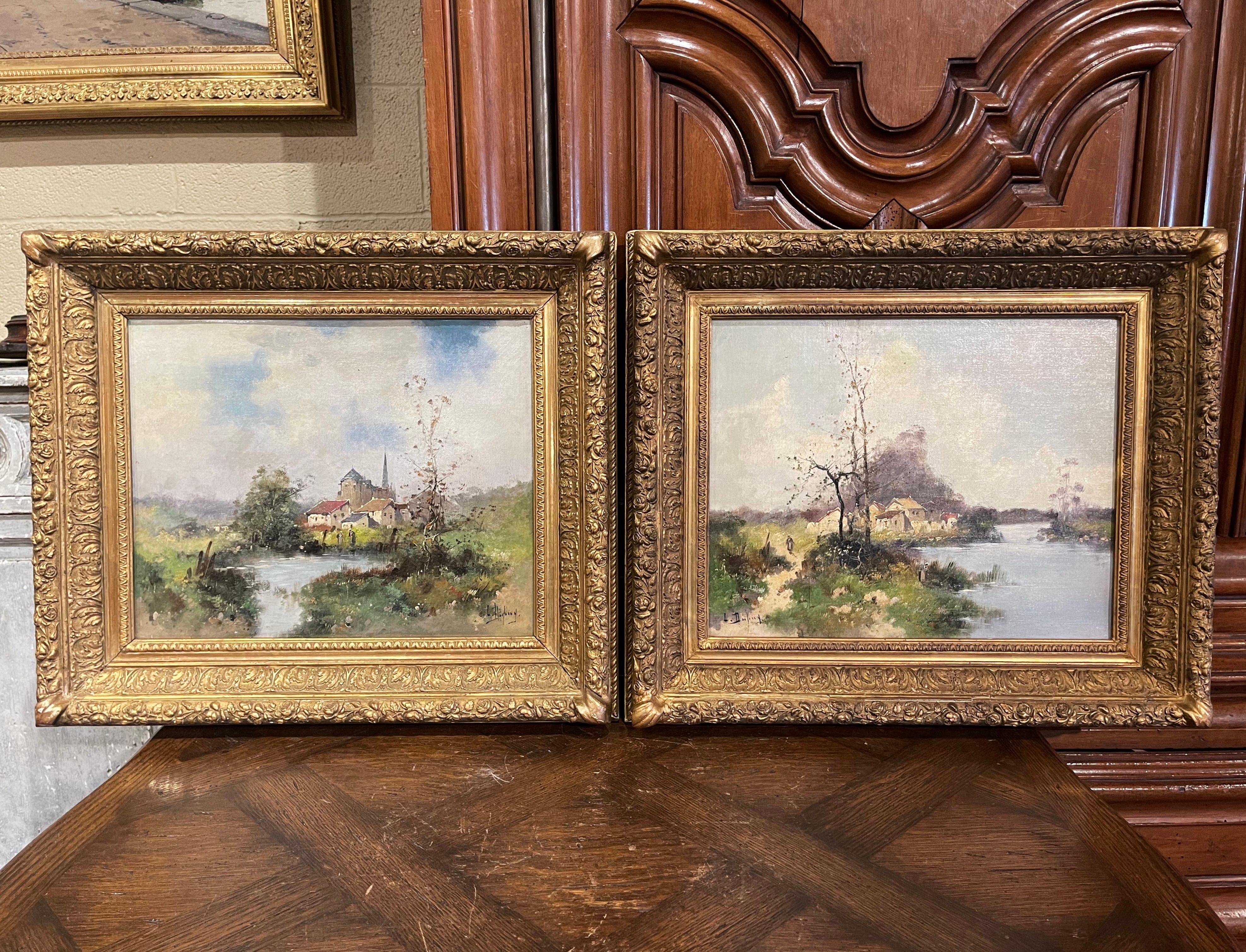 Canvas Pair of 19th Century Landscapes Paintings Signed L. Dupuy for E. Galien-Laloue For Sale