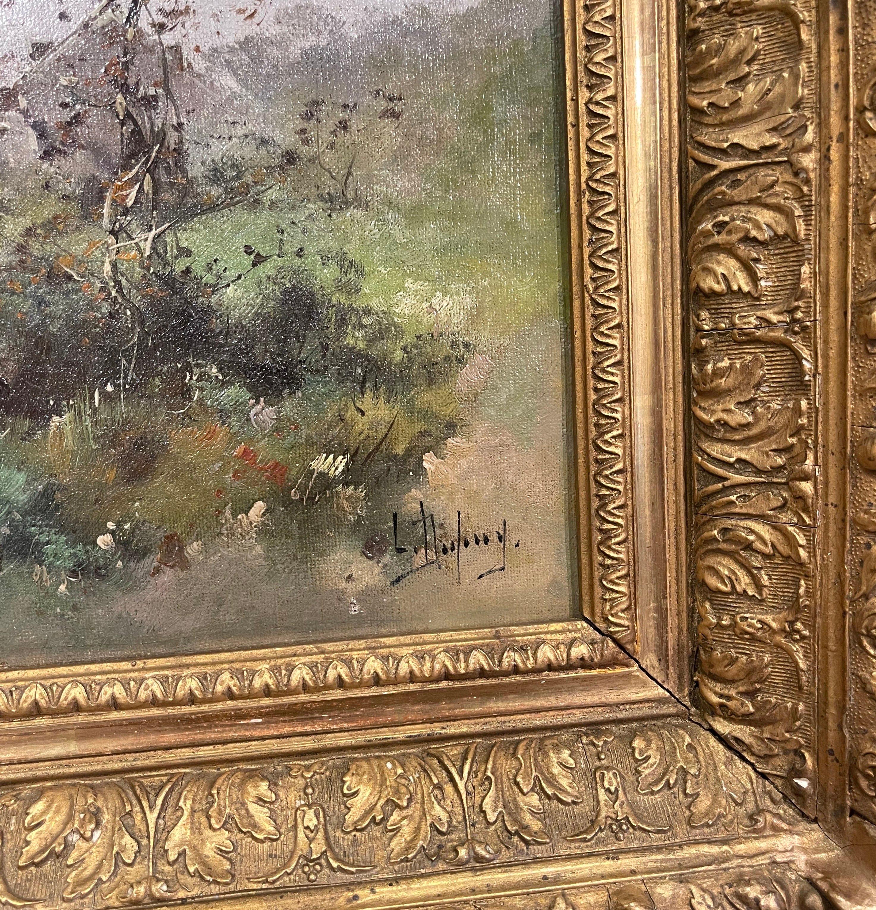 Pair of 19th Century Landscapes Paintings Signed L. Dupuy for E. Galien-Laloue For Sale 3
