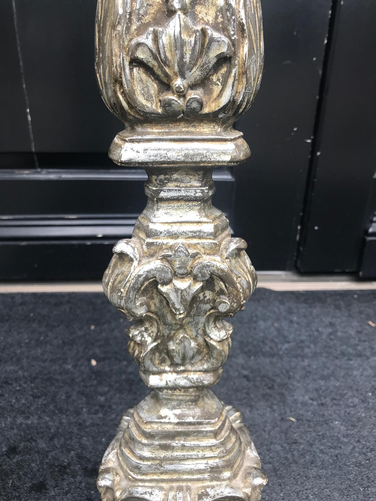 Pair of 19th Century Large Italian Carved Giltwood Pricket 9
