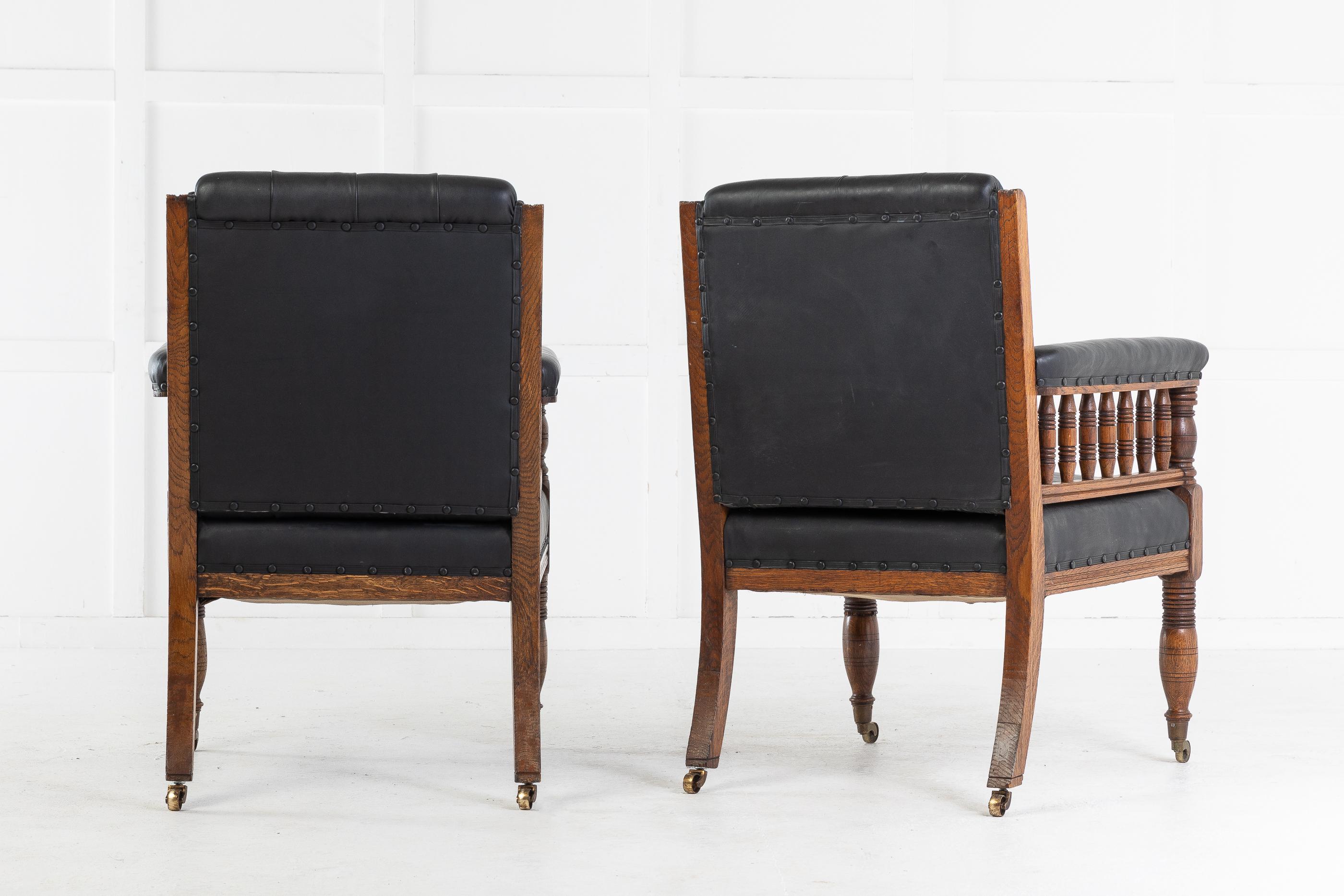 Pair of 19th Century Large Scale Oak Armchairs 2
