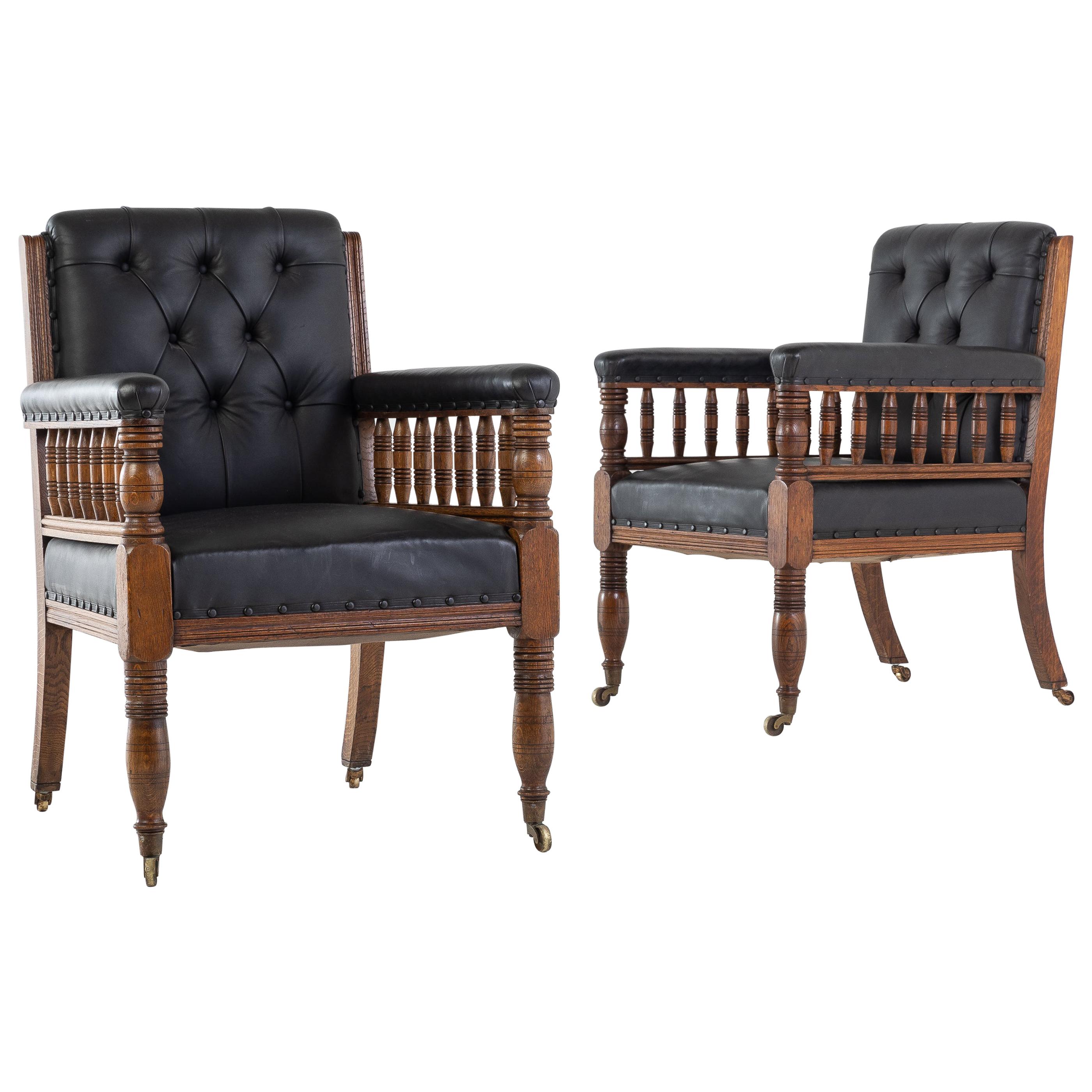 Pair of 19th Century Large Scale Oak Armchairs