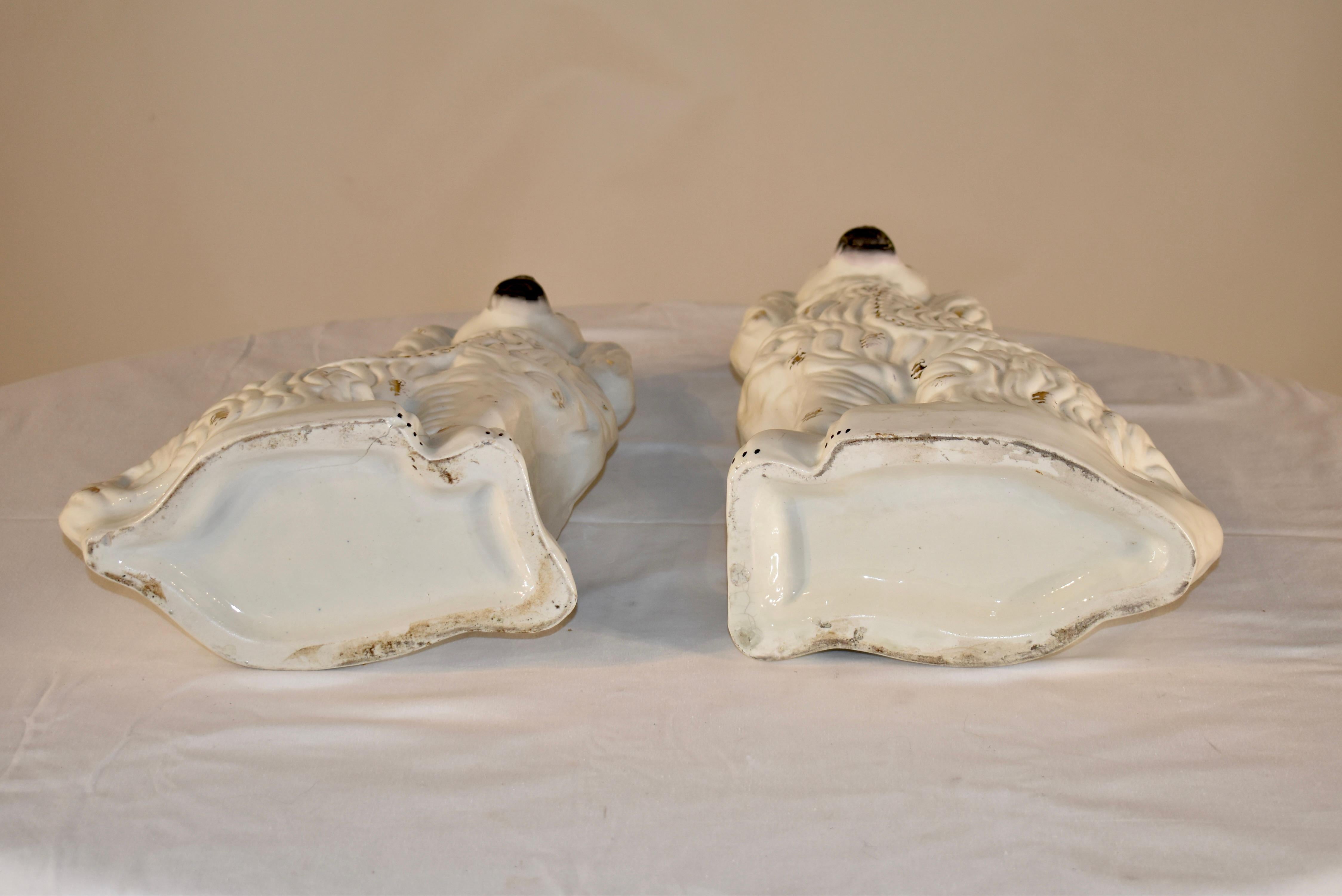 Pair of 19th Century Large Staffordshire Spaniels 3